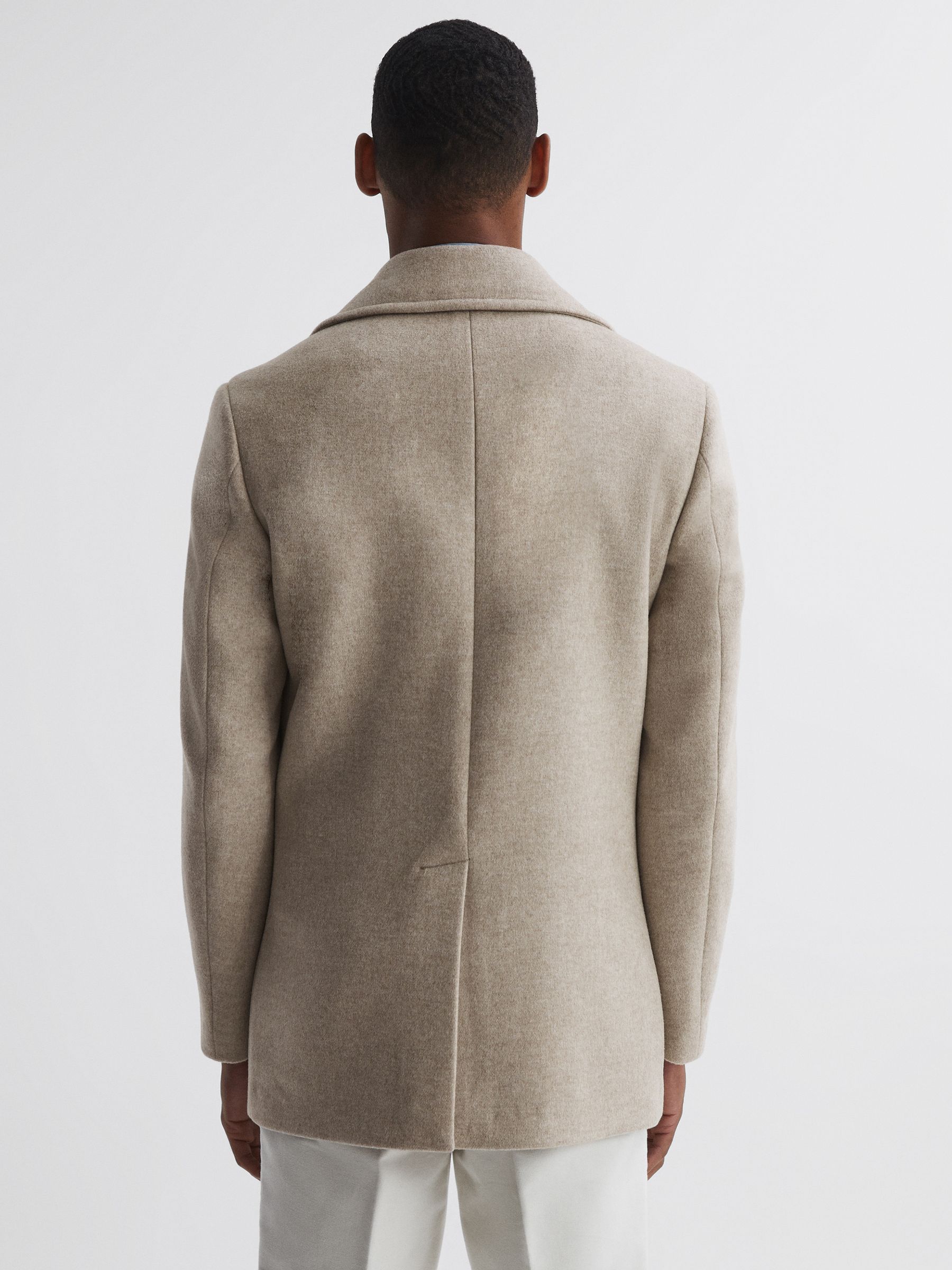 Double Breasted Wool Coat in Stone Melange - Image 5 of 5