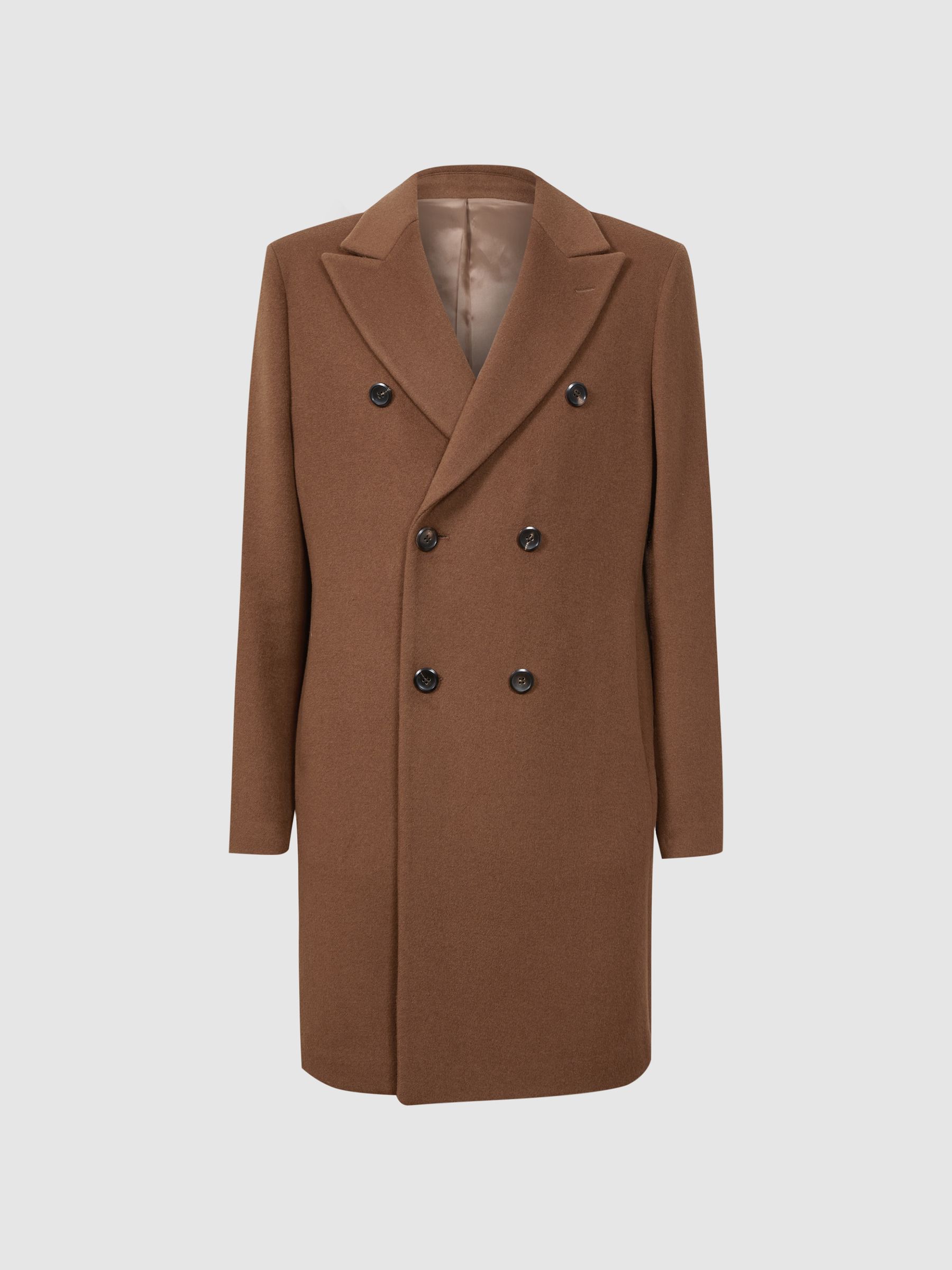 Wool Blend Double Breasted Epsom Coat in Tobacco - Image 2 of 6