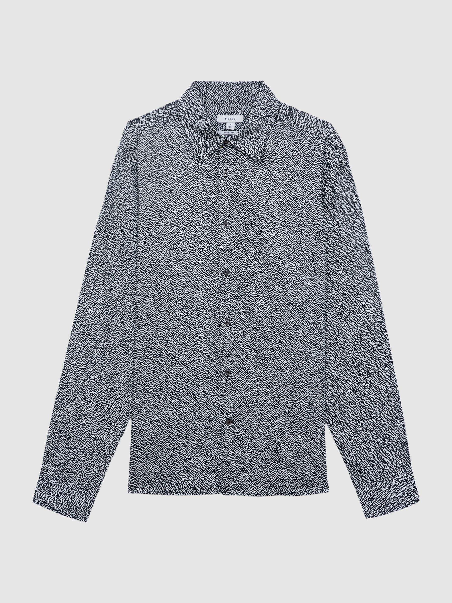 Printed Button-Through Shirt in Navy/Ivory - Image 2 of 5