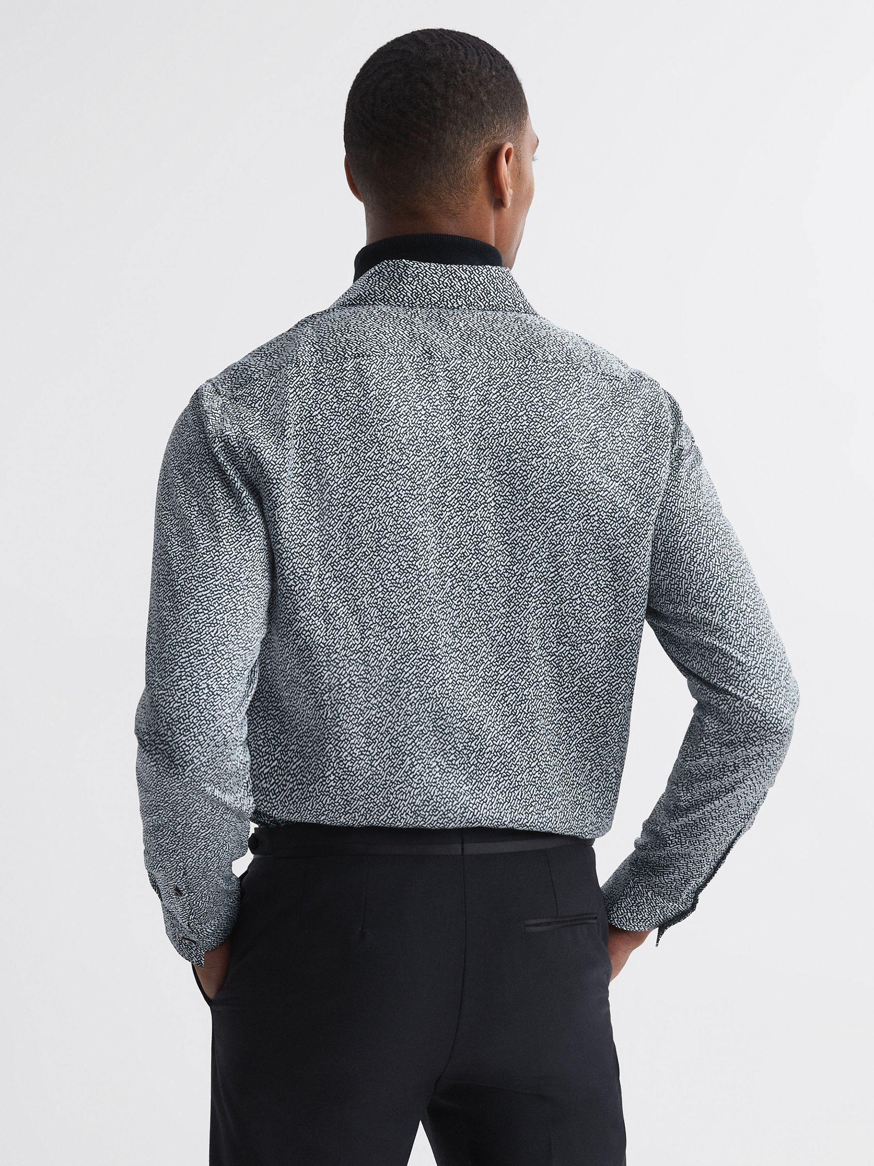Printed Button-Through Shirt in Navy/Ivory - Image 5 of 5