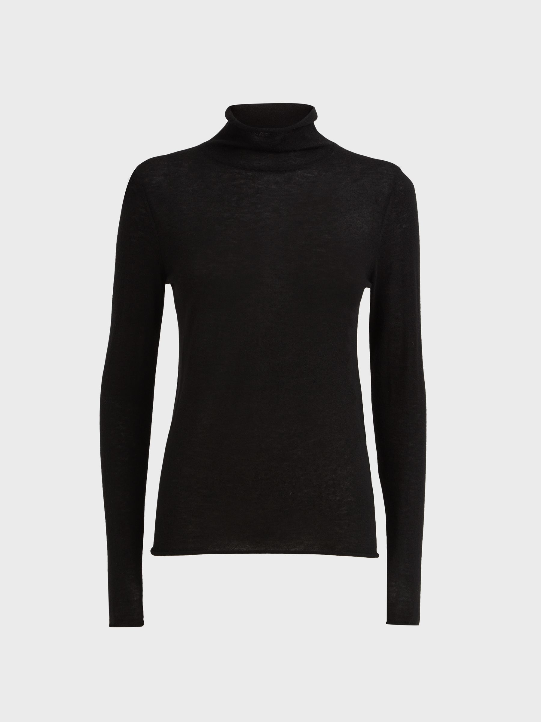 Wool-Cashmere Roll Neck Top in Black - Image 2 of 4