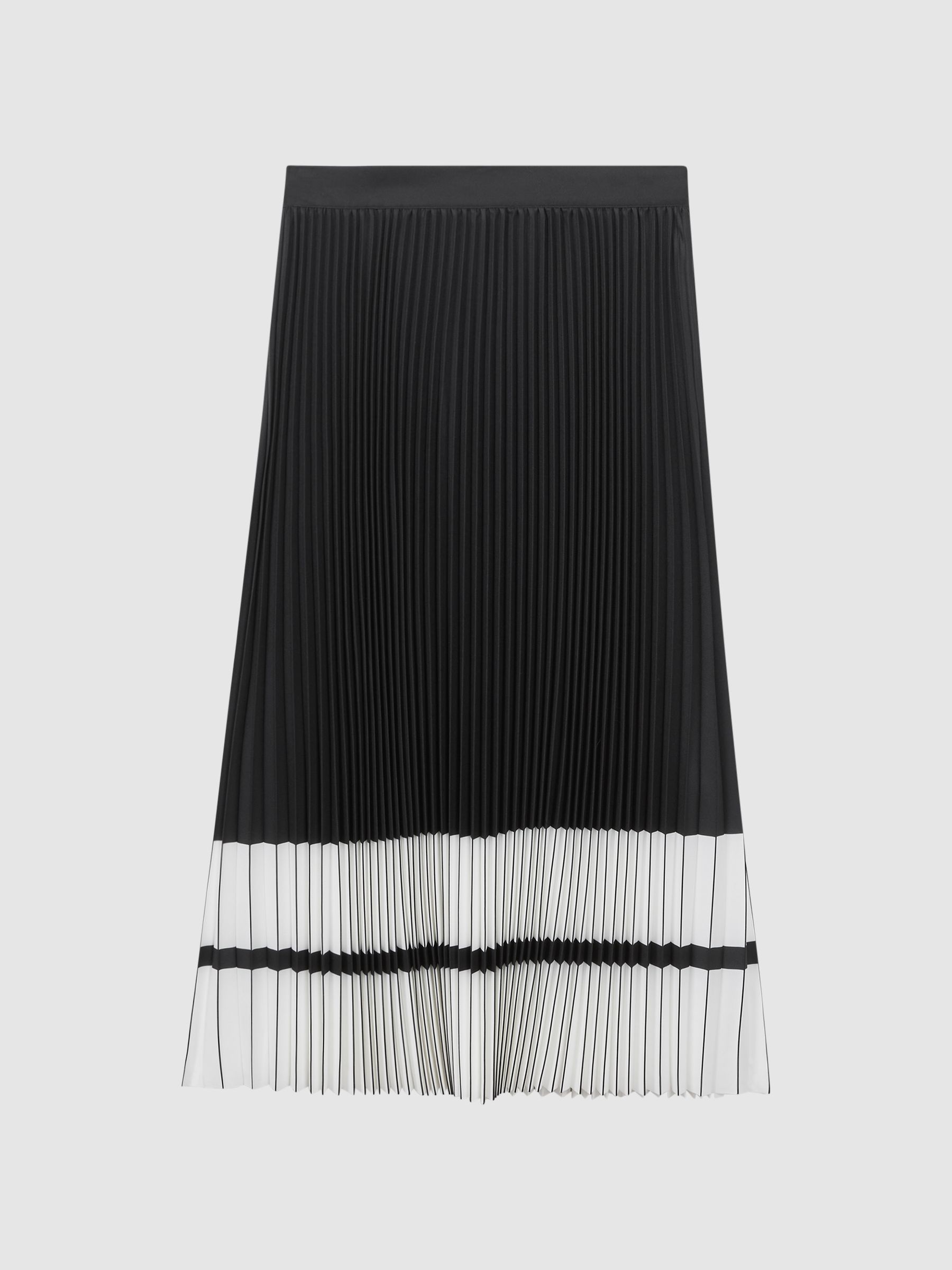 High Rise Pleated Midi Skirt in Black/White - Image 2 of 6
