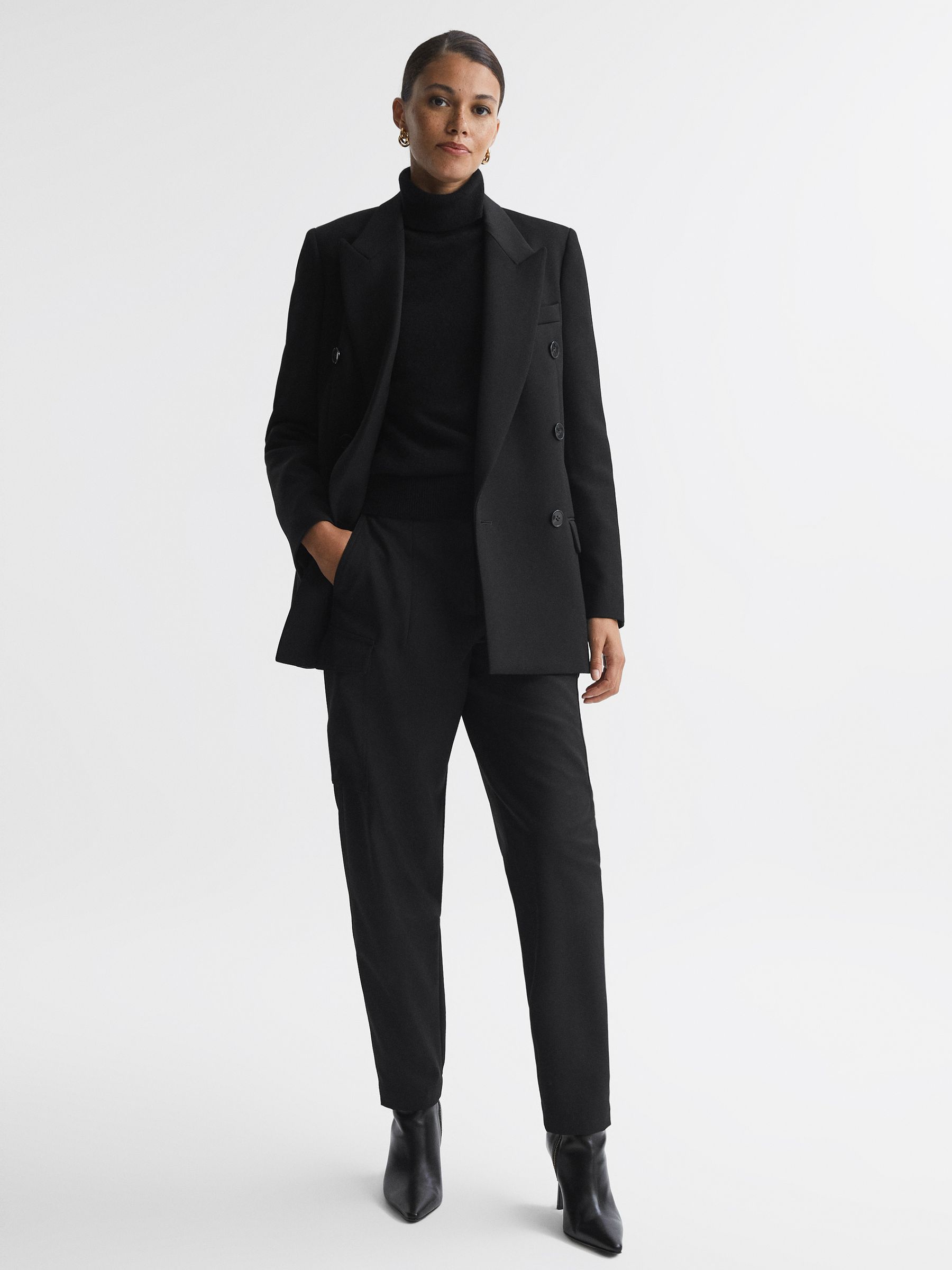 Mid Rise Cargo Trousers in Black - Image 3 of 5