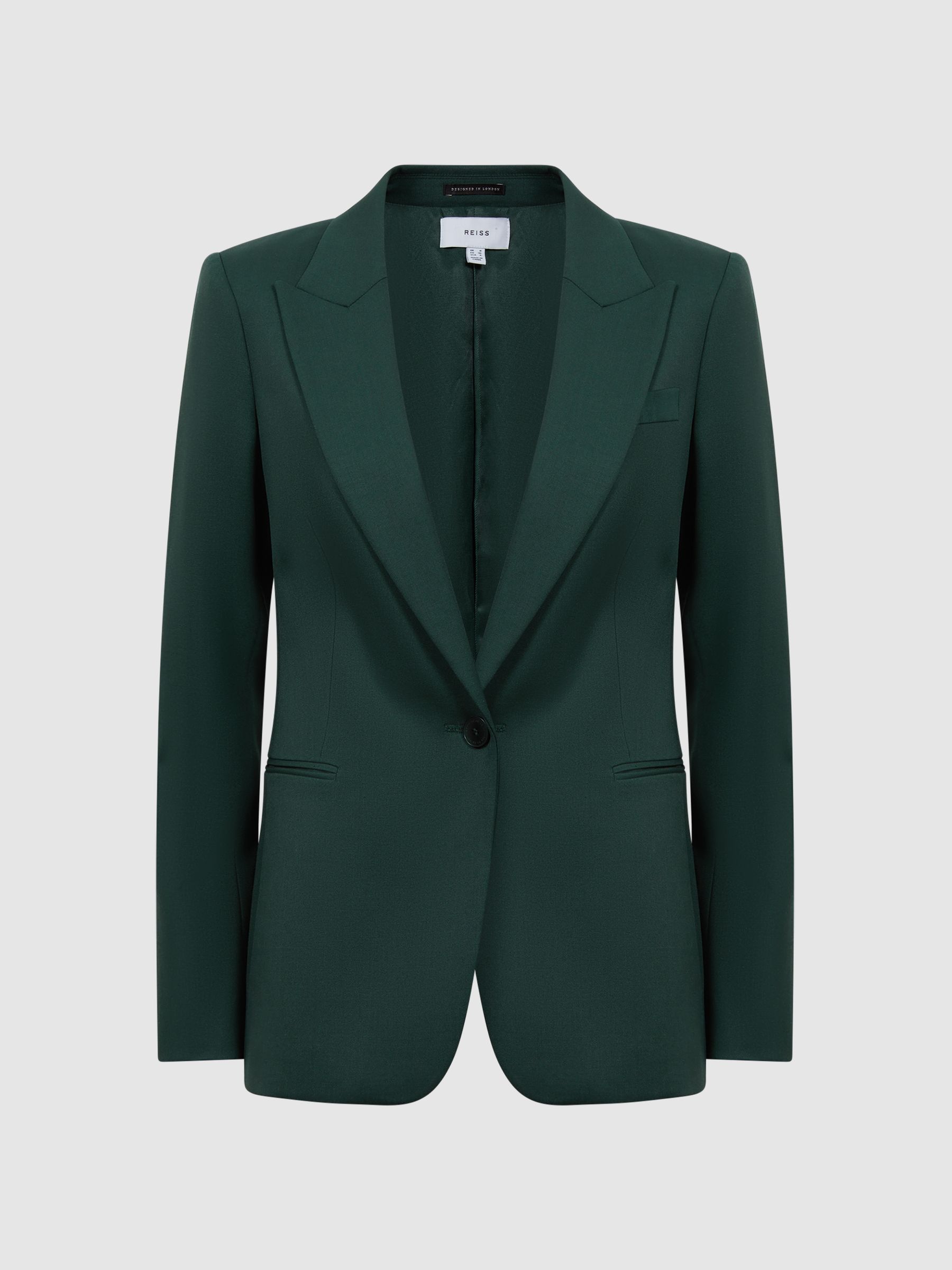 Petite Tailored Fit Single Breasted Suit Blazer in Bottle Green - Image 2 of 5