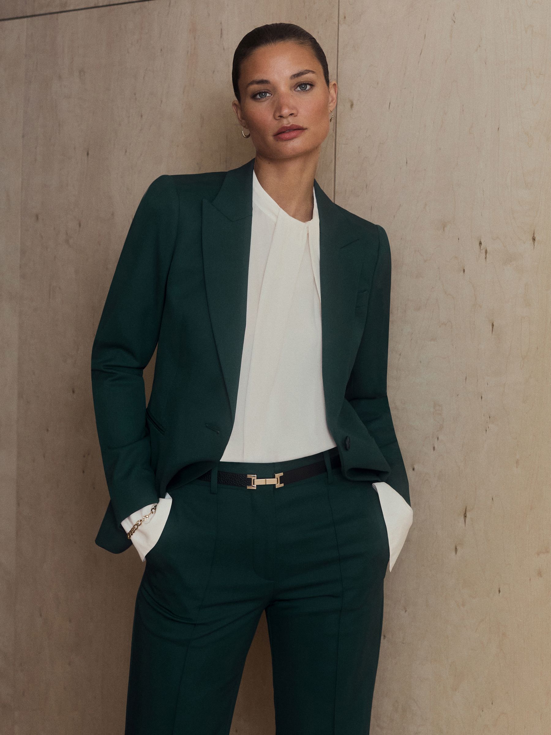 Tailored Fit Single Breasted Suit Blazer in Bottle Green - Image 1 of 5