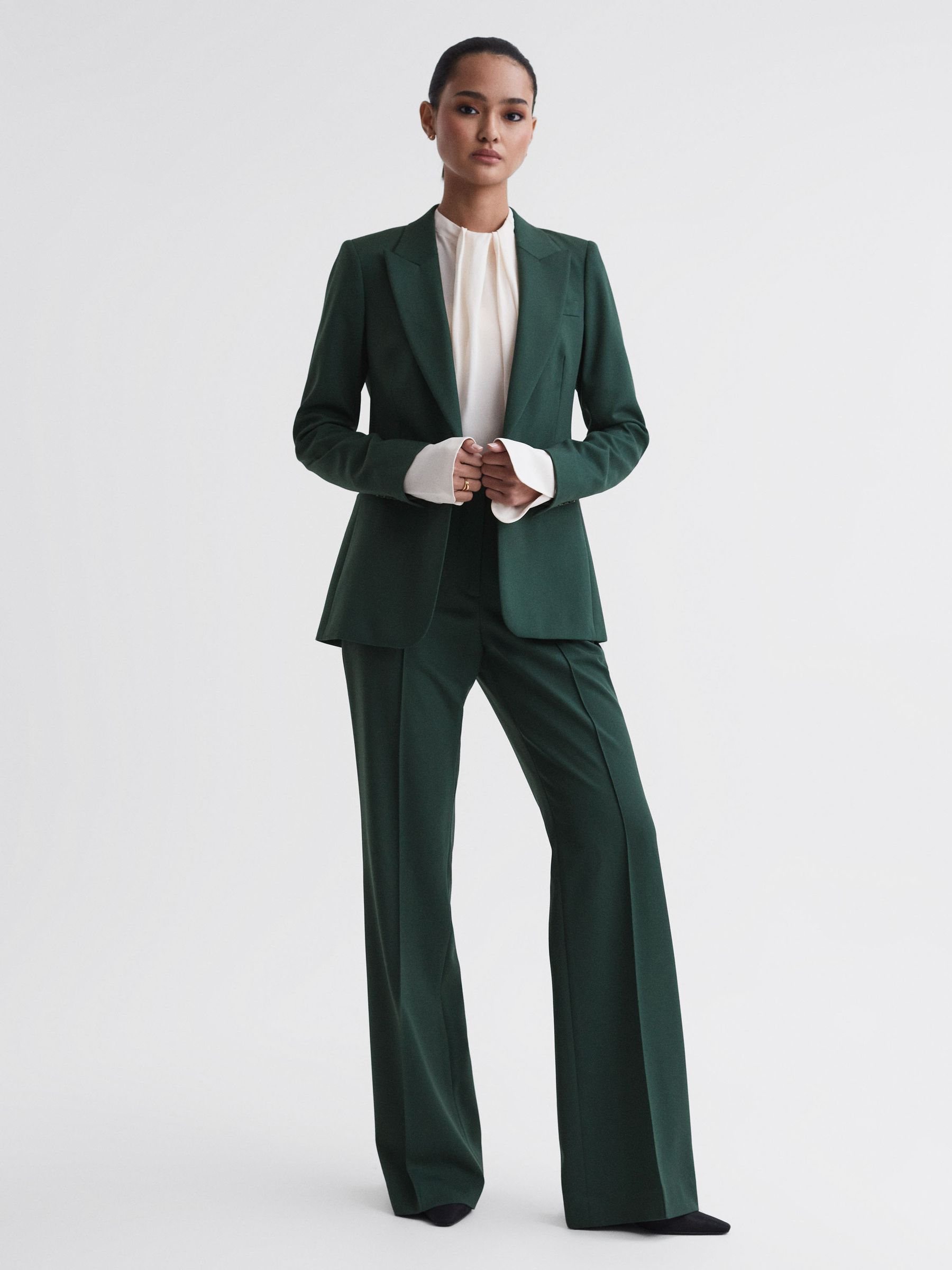 Tailored Fit Single Breasted Suit Blazer in Bottle Green - Image 4 of 5