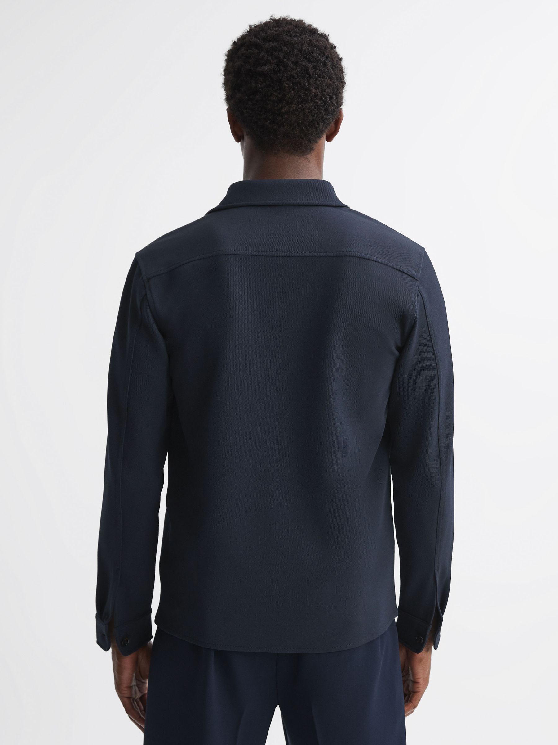 Twin Pocket Long Sleeve Overshirt in Navy - Image 4 of 4