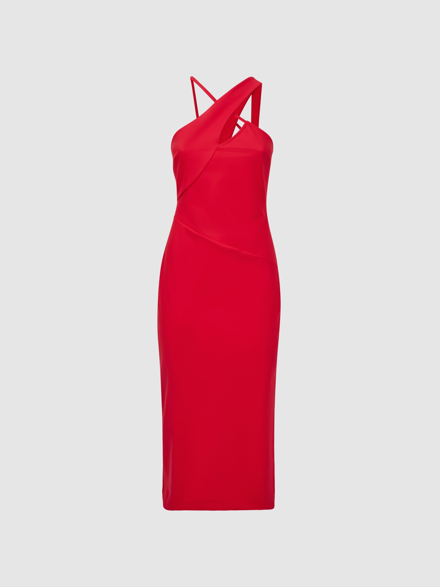 Bodycon Cut-Out Midi Dress in Red - Image 2 of 5