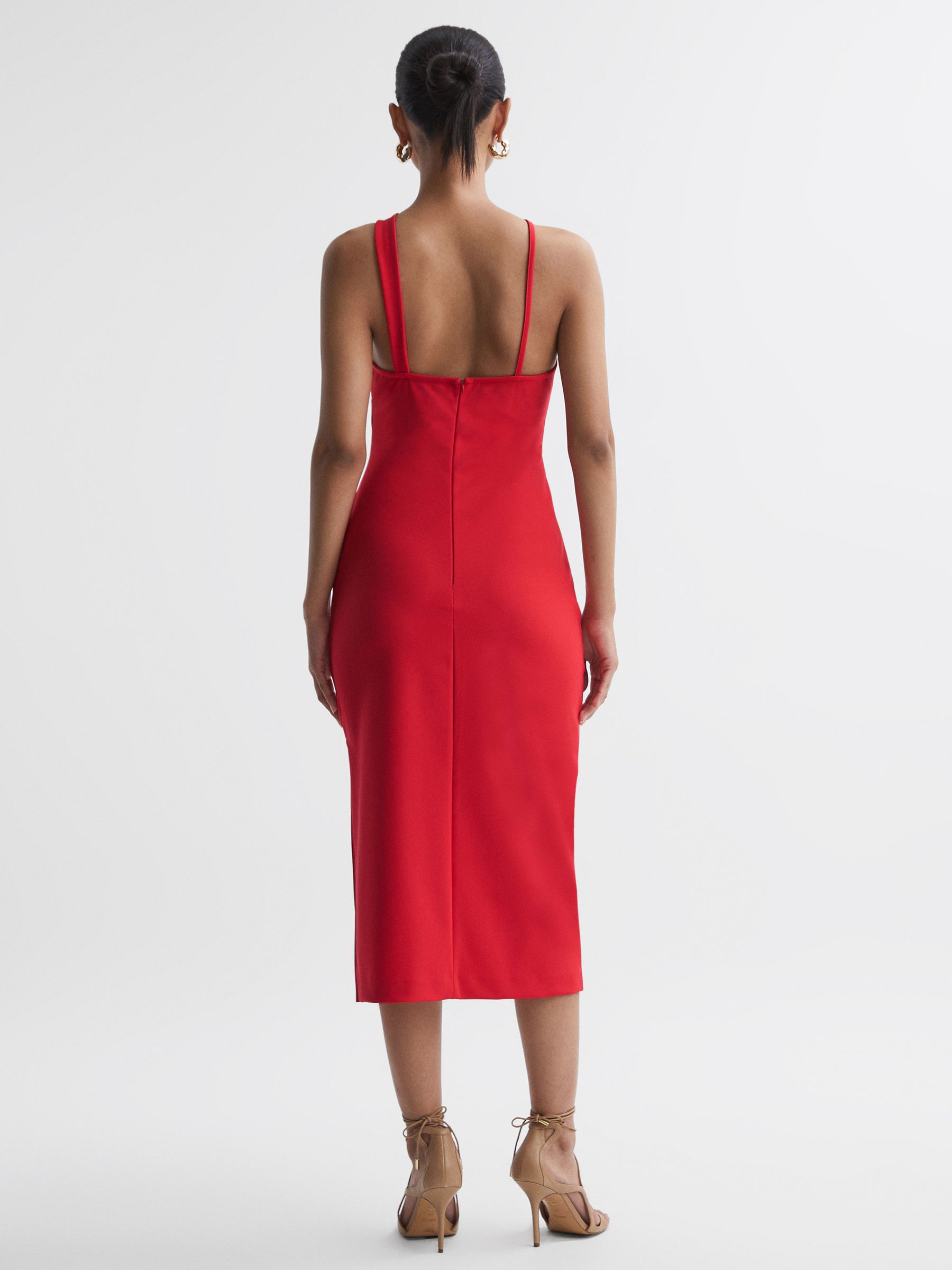 Bodycon Cut-Out Midi Dress in Red - Image 5 of 5