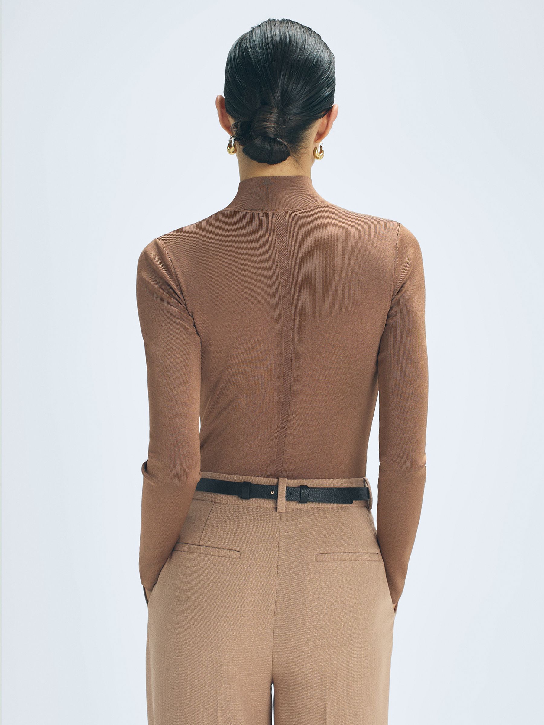 Atelier Wool Wide Leg Trousers in Camel - Image 4 of 5
