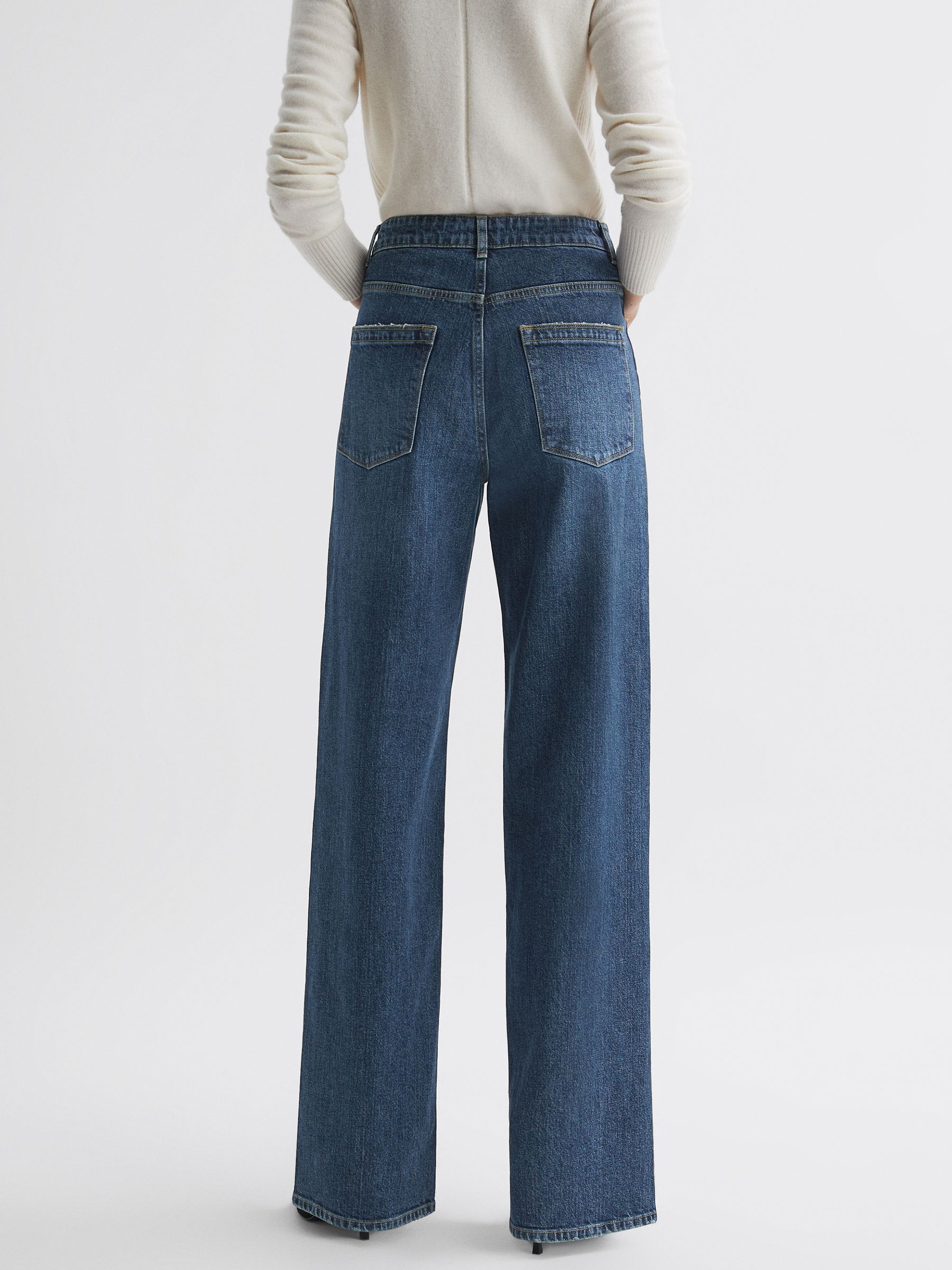 Mid Rise Straight Leg Side Stripe Jeans in Dark Blue - Image 5 of 6