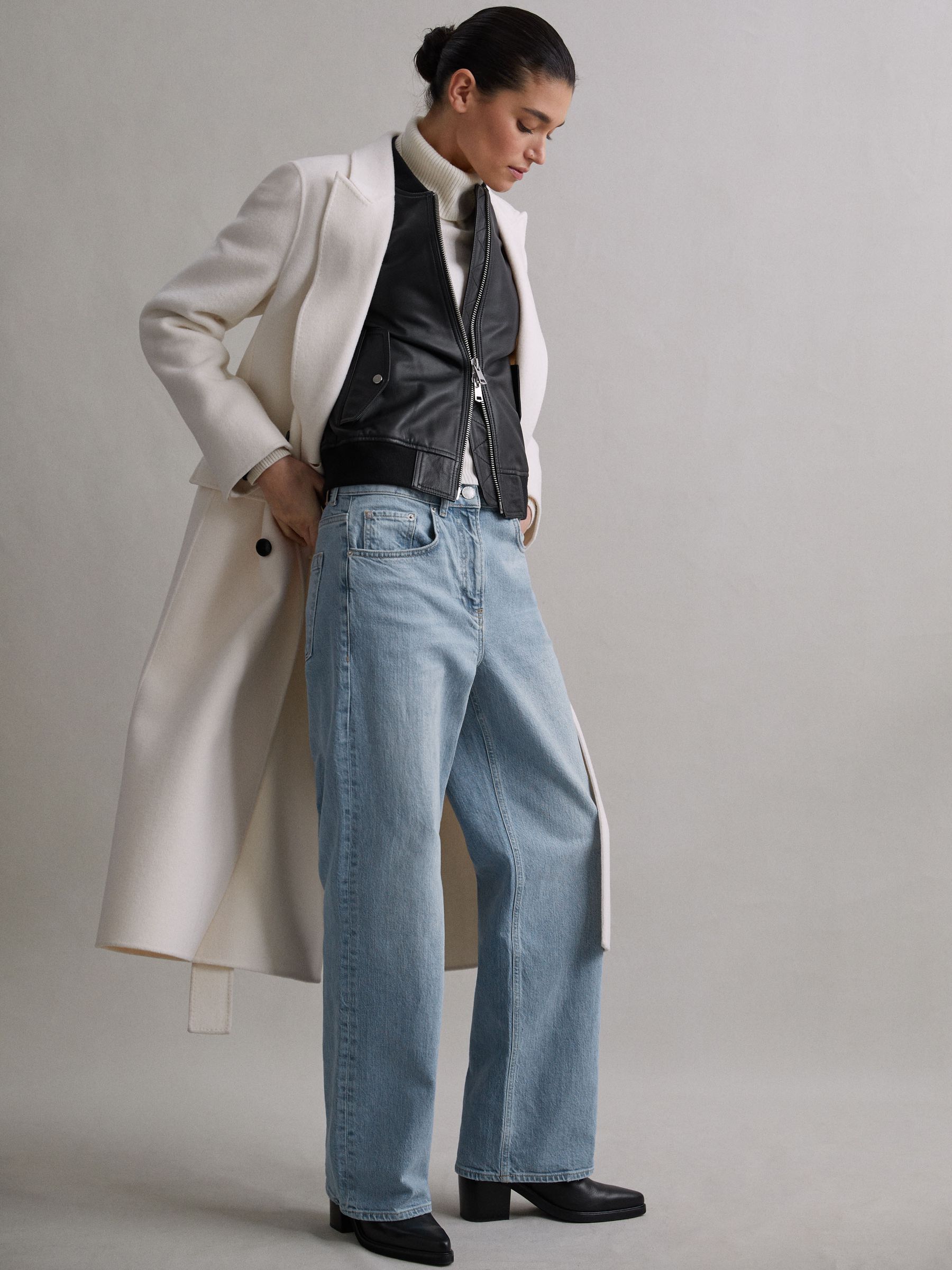 Mid Rise Wide Leg Jeans in Light Blue - Image 1 of 5