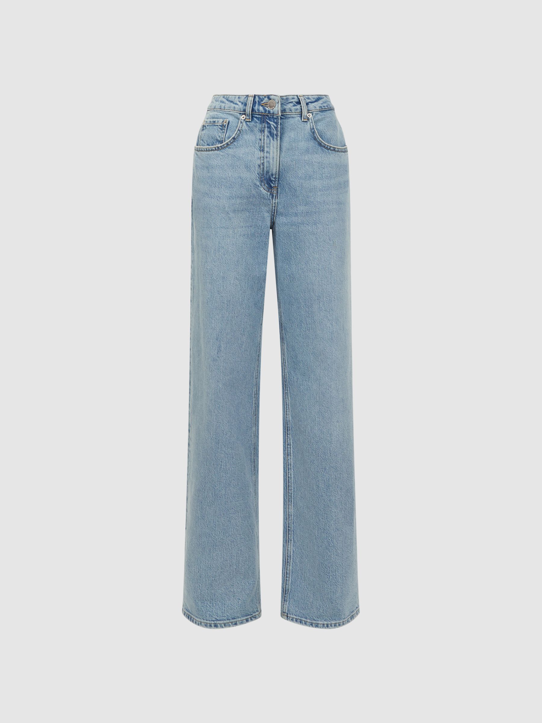 Mid Rise Wide Leg Jeans in Light Blue - Image 2 of 5