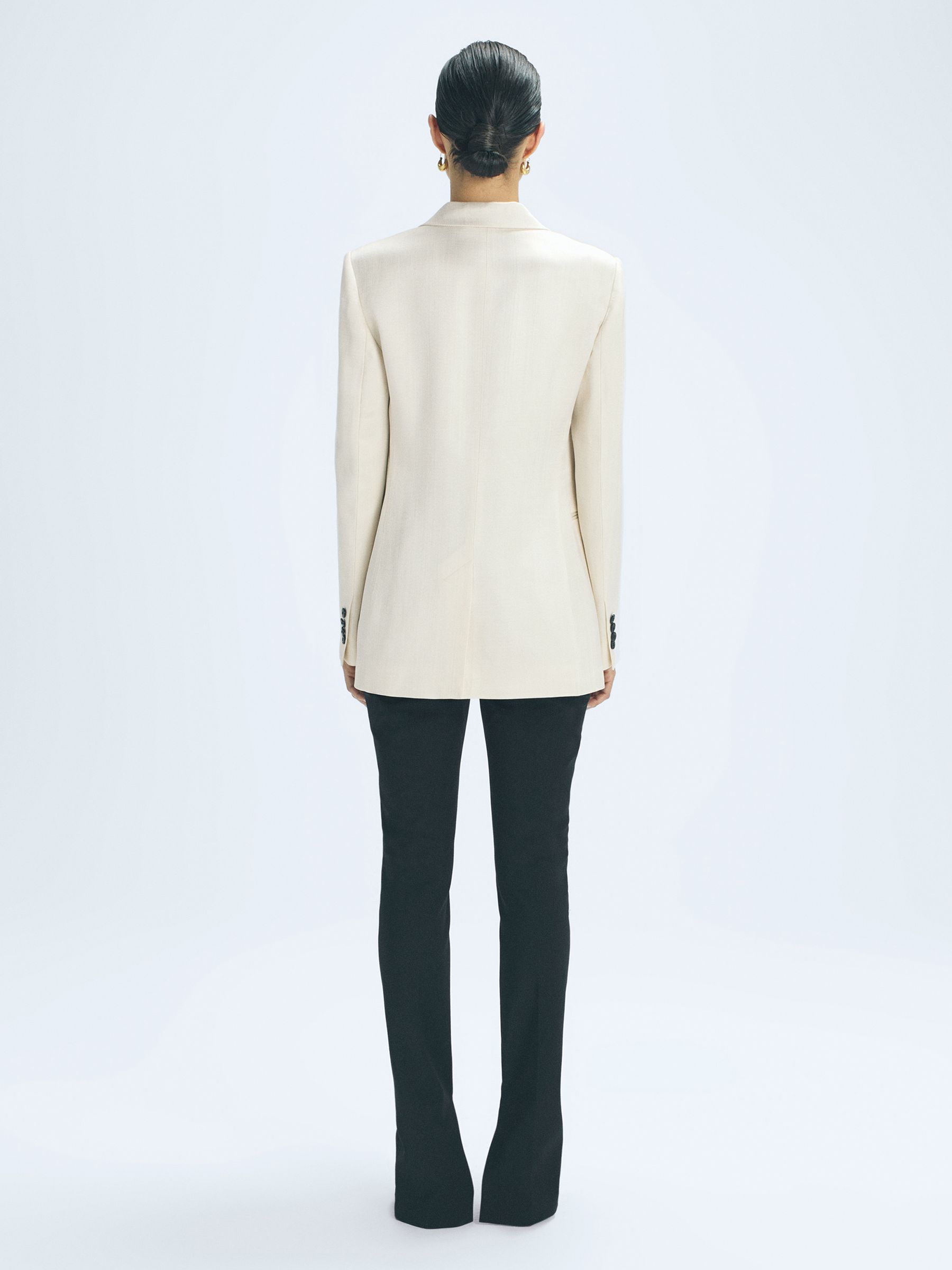 Fitted Double Breasted Contrast Blazer in Black/White - Image 5 of 8