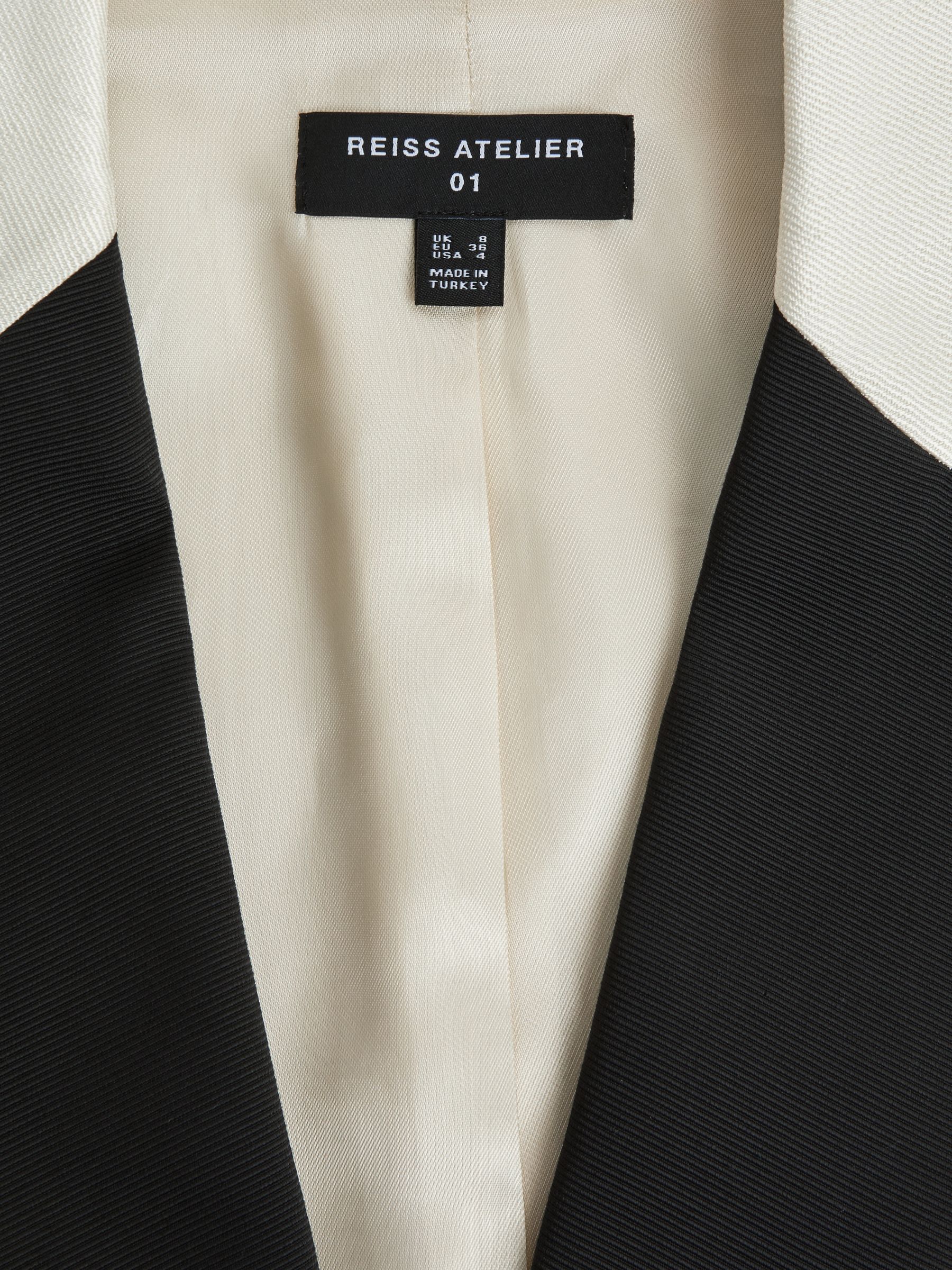 Fitted Double Breasted Contrast Blazer in Black/White - Image 6 of 8