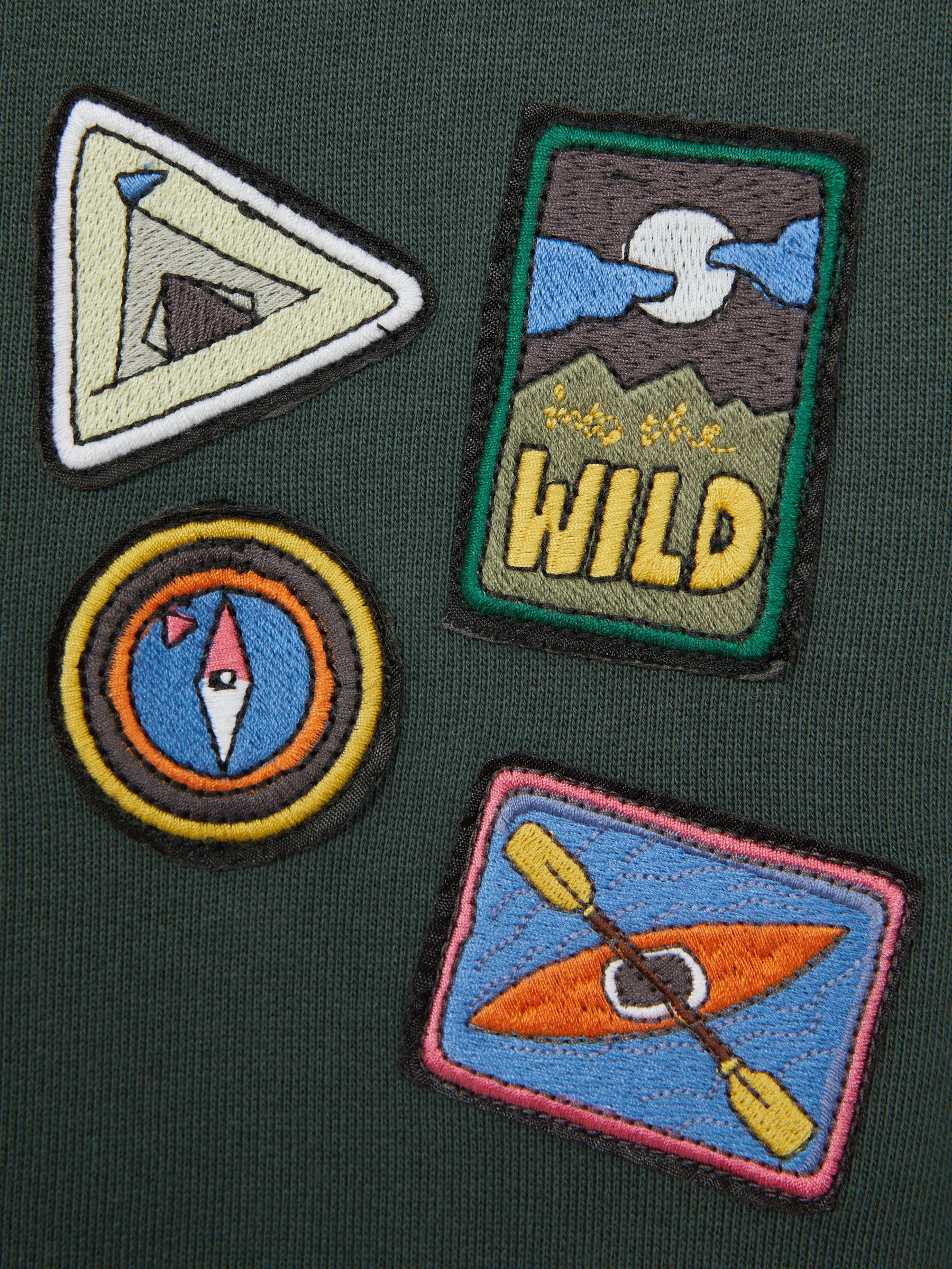 Relaxed Fit Patch Crew Neck Jumper in Forest Green - Image 6 of 6