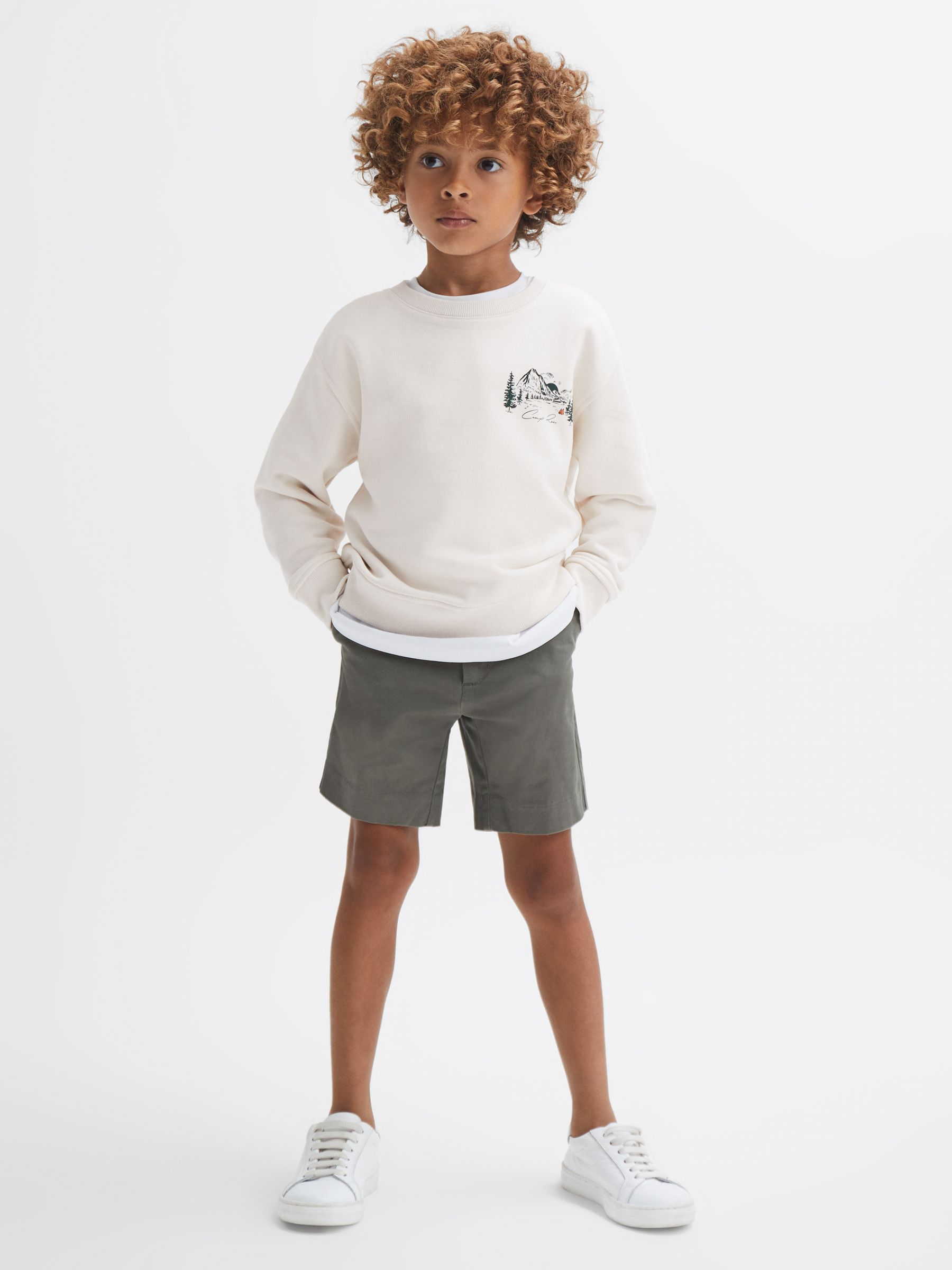 Junior Relaxed Cotton Motif Jumper in Ecru - Image 3 of 7