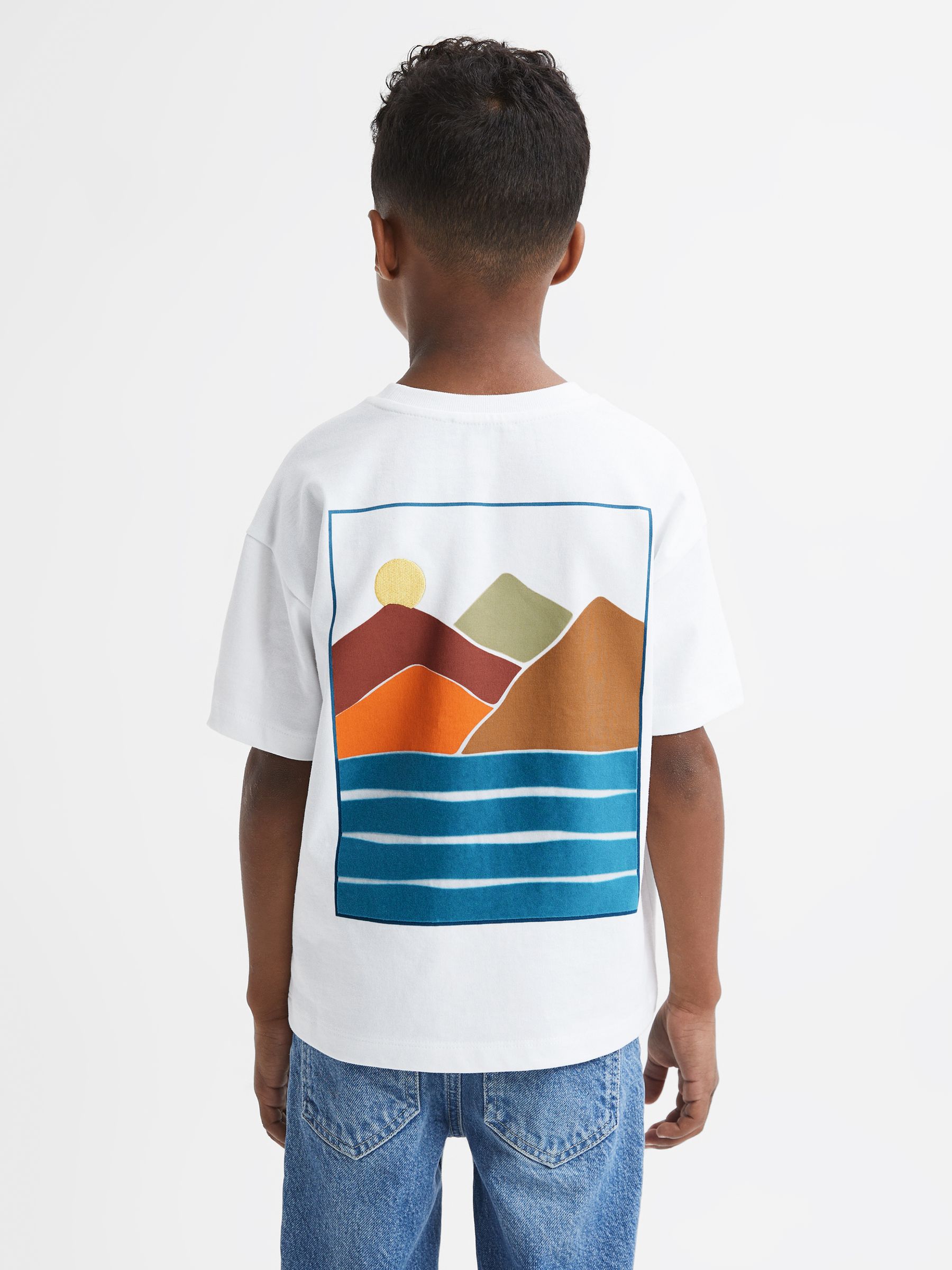 Senior Relaxed Fit Cotton Motif T-Shirt in White - Image 5 of 6