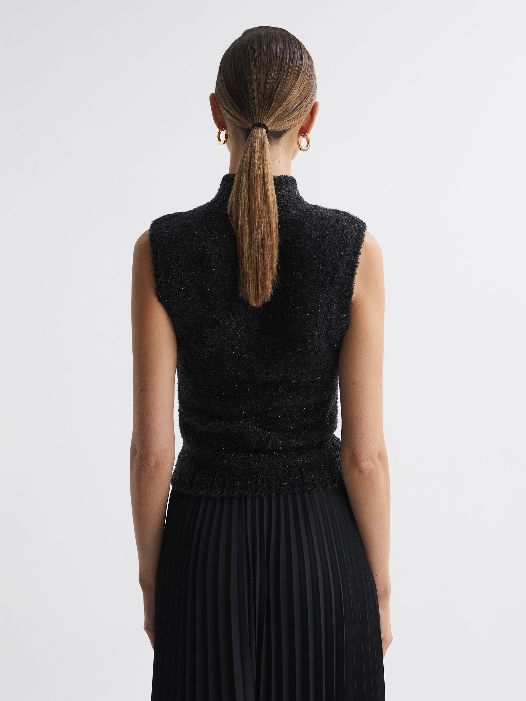 Tinsel Knitted Sleeveless Vest in Black - Image 5 of 5