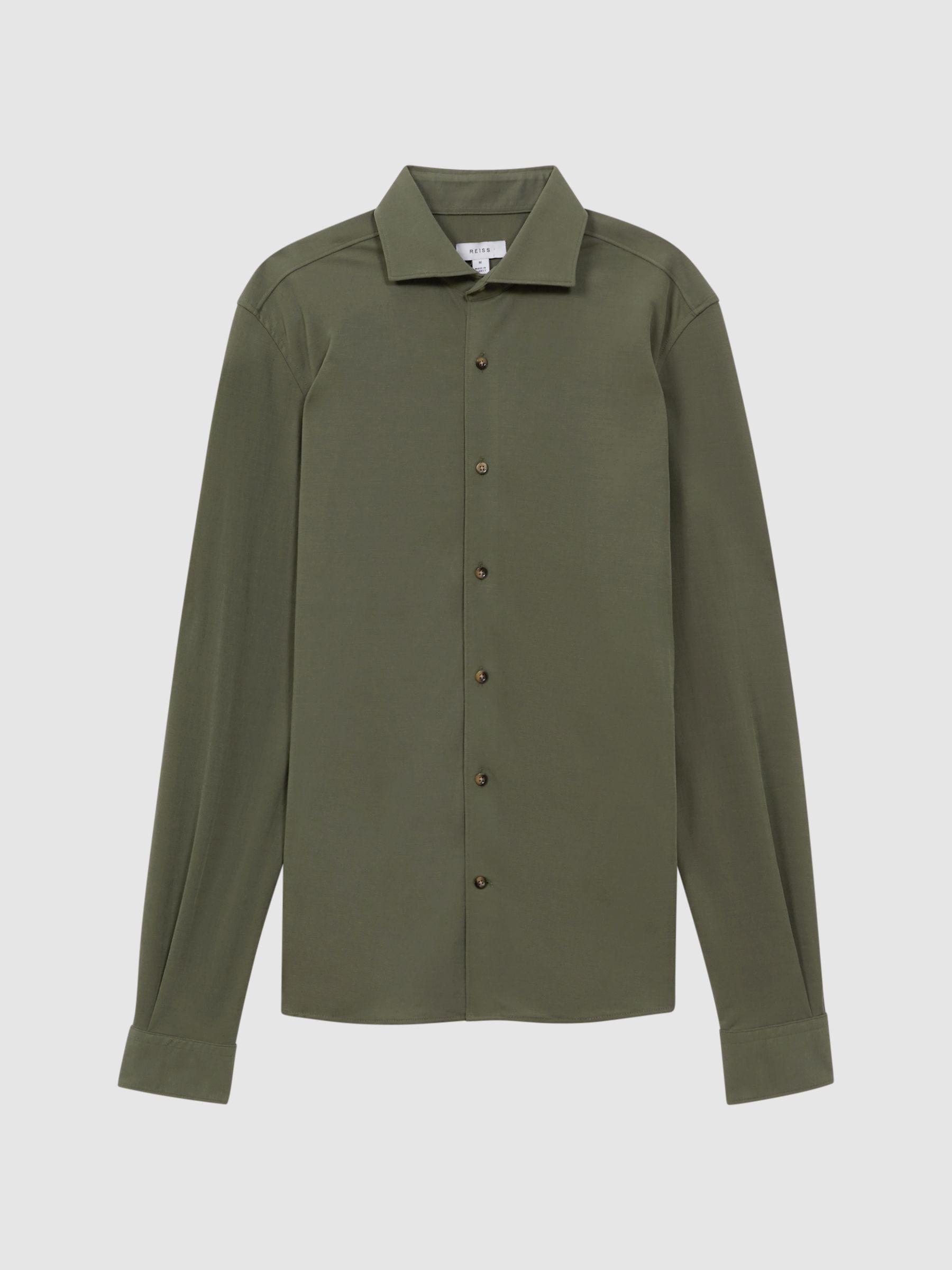 Slim Fit Cutaway Collar Modal Shirt in Khaki - Image 2 of 6