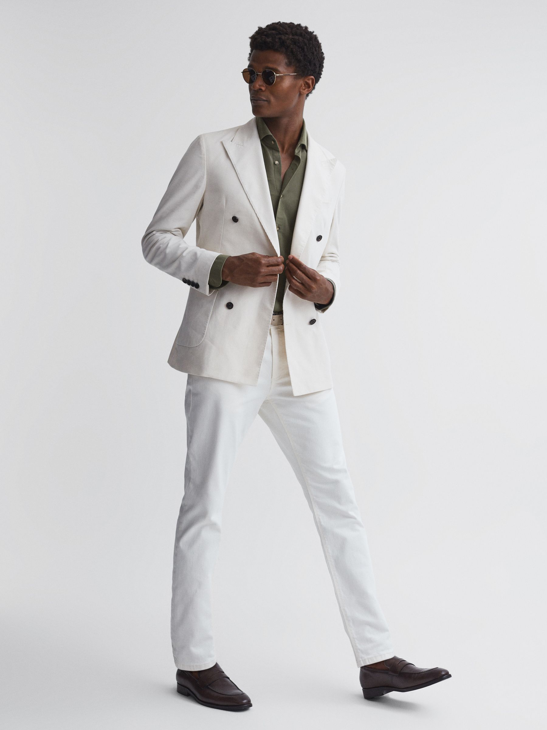 Slim Fit Cutaway Collar Modal Shirt in Khaki - Image 6 of 6