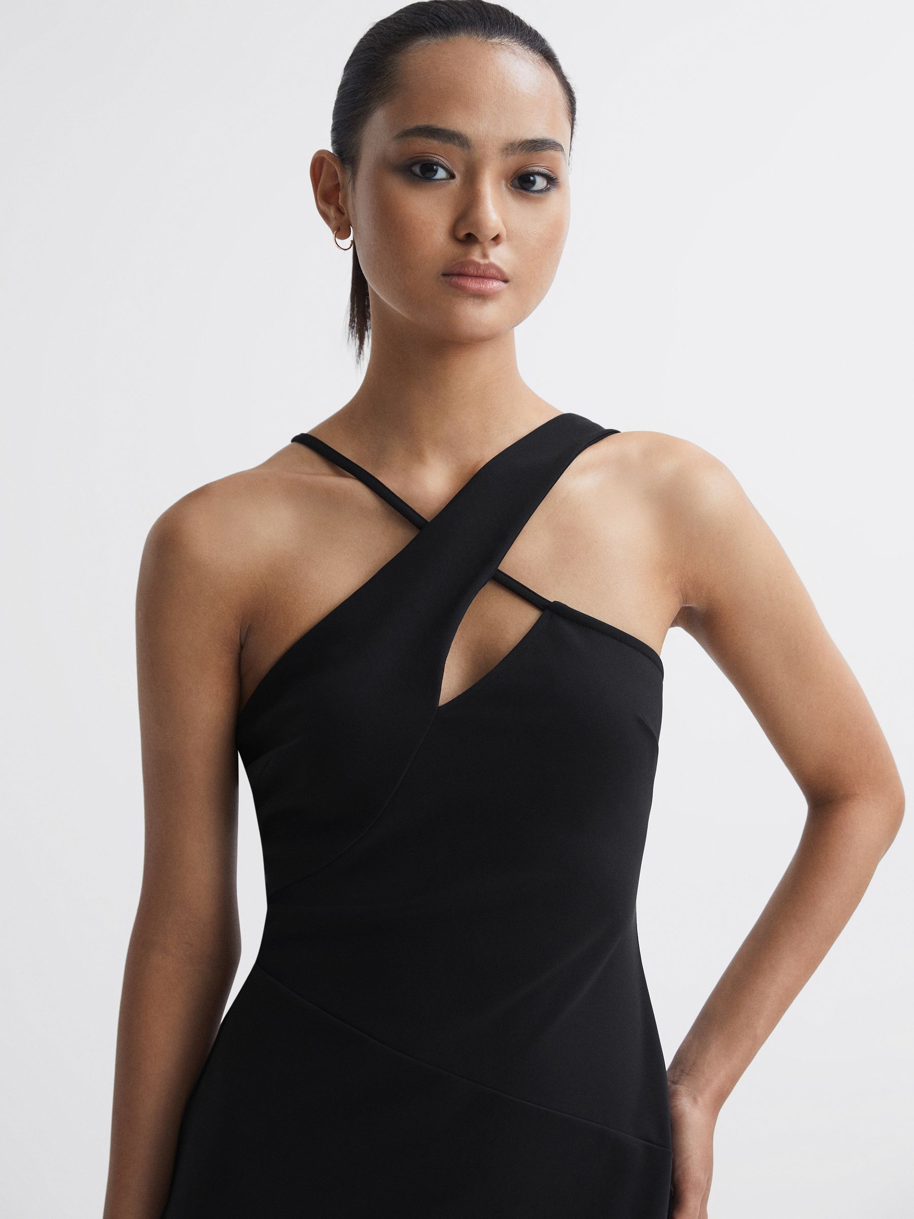 Bodycon Cut-Out Midi Dress in Black - Image 3 of 5