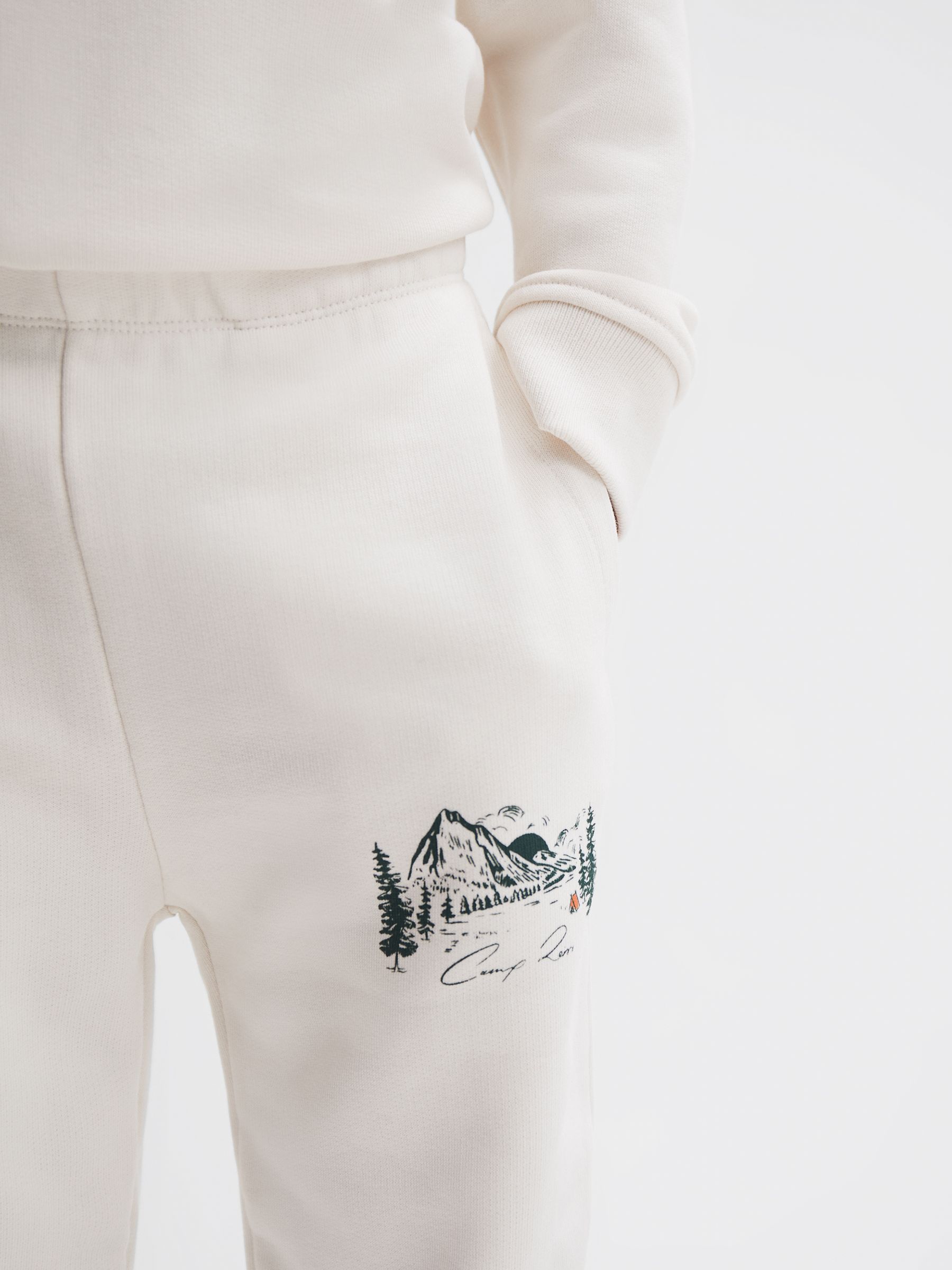 9-14 yrs Relaxed Cotton Motif Joggers in Ecru - Image 4 of 6