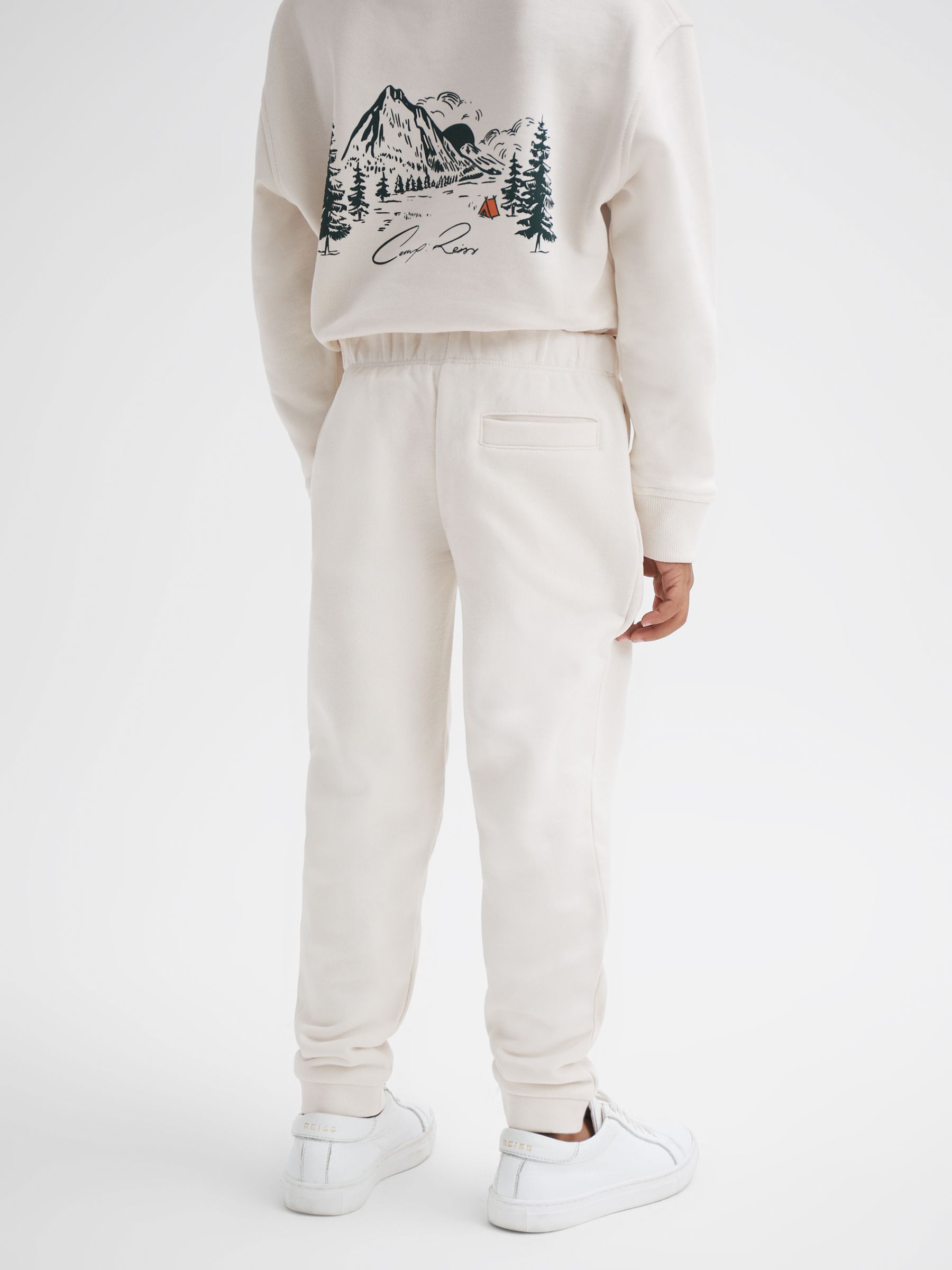 9-14 yrs Relaxed Cotton Motif Joggers in Ecru - Image 5 of 6