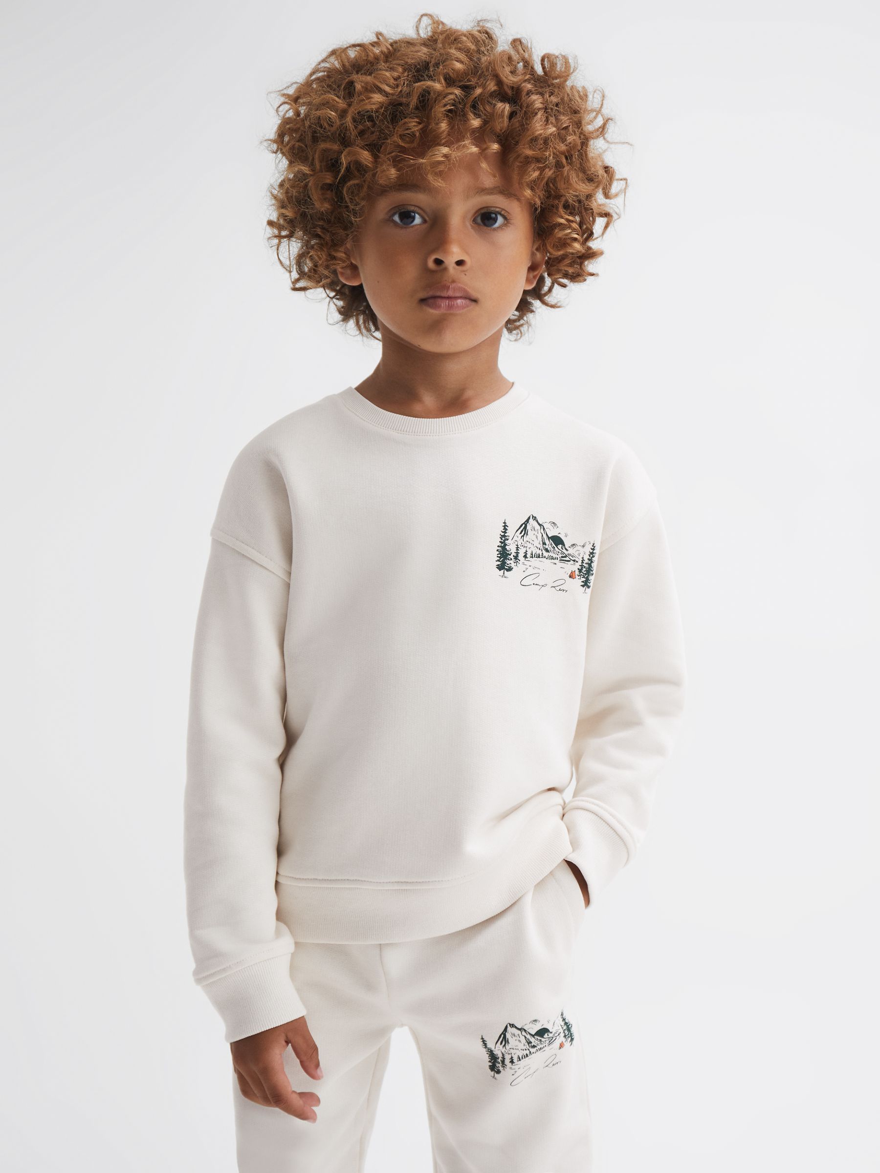 9-14 yrs Relaxed Cotton Motif Jumper in Ecru - Image 3 of 7