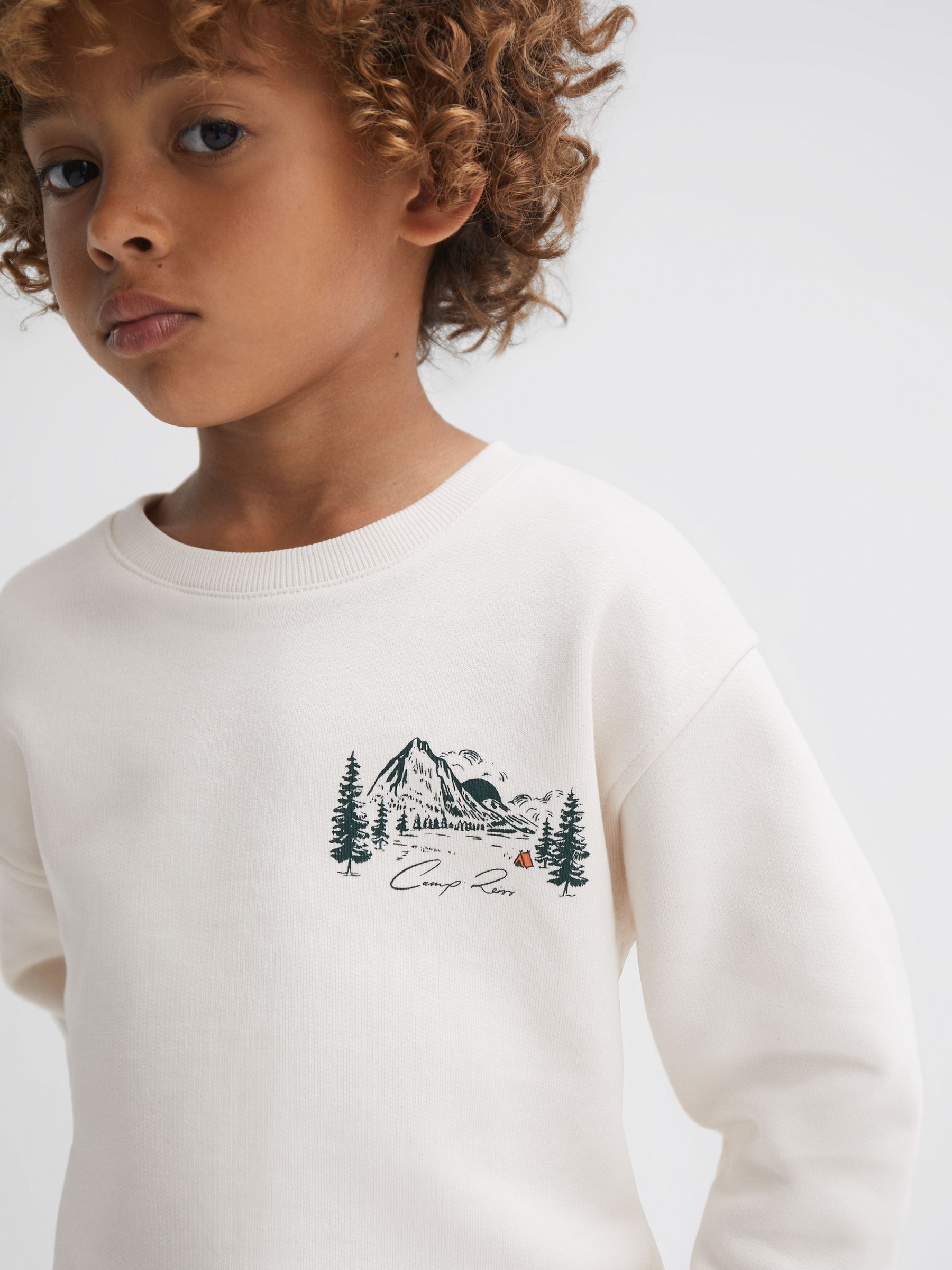 9-14 yrs Relaxed Cotton Motif Jumper in Ecru - Image 4 of 7