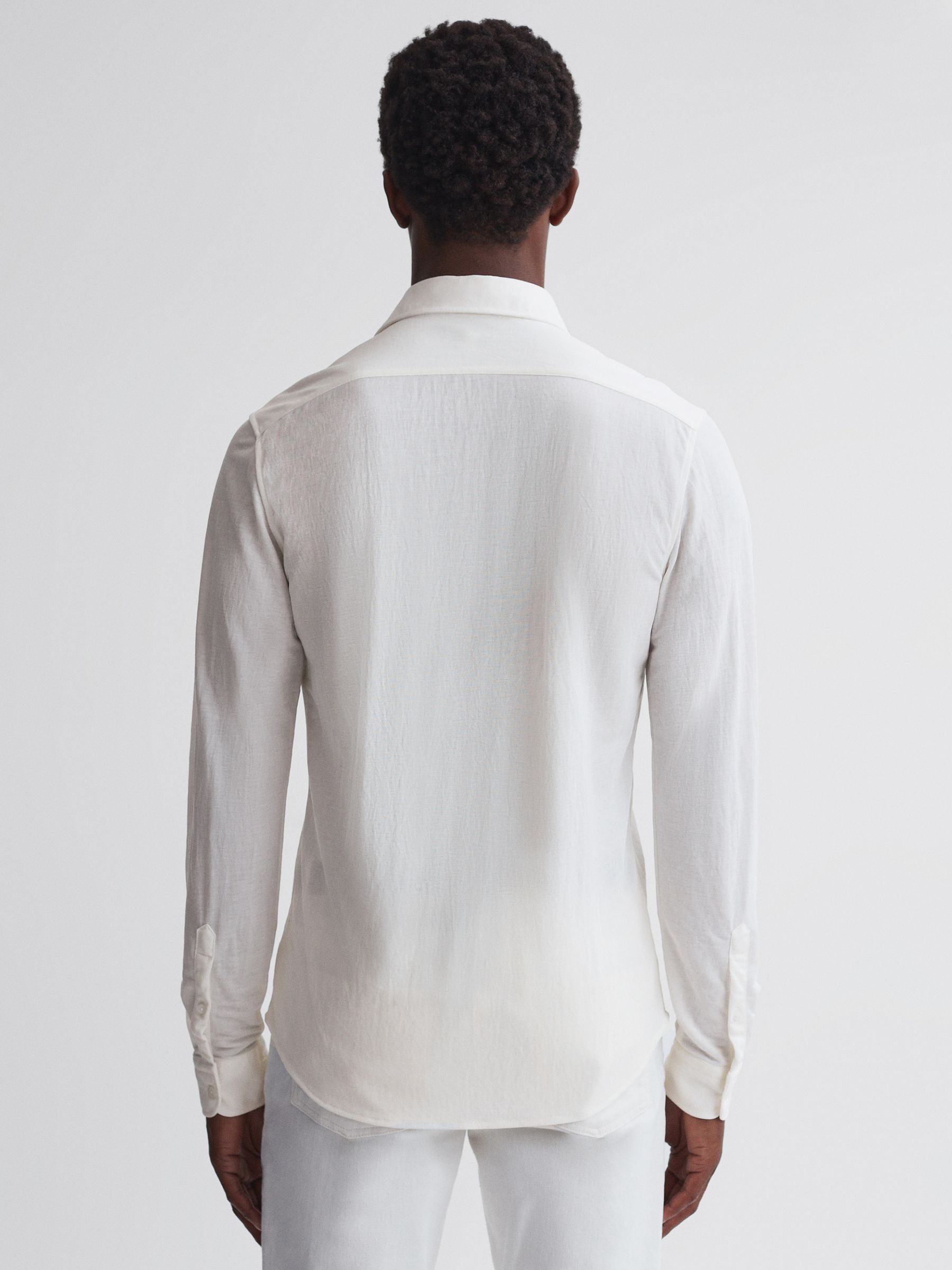 Slim Fit Cutaway Collar Modal Shirt in White - Image 4 of 4