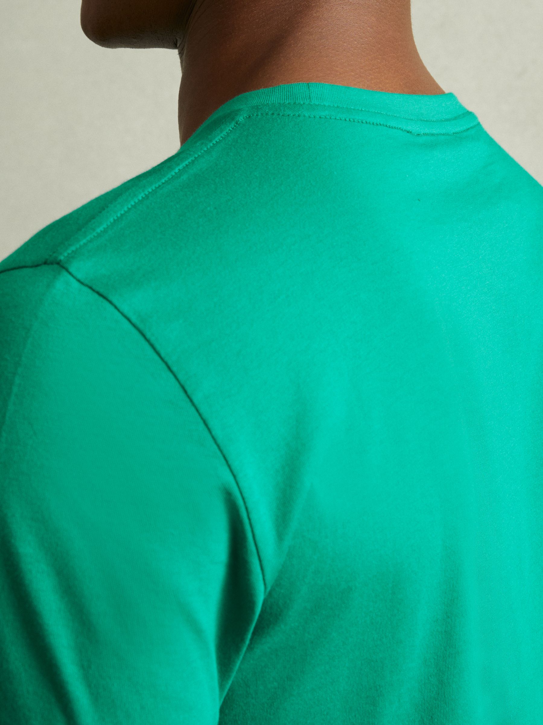 Cotton Crew Neck T-Shirt in Bright Green - Image 5 of 6