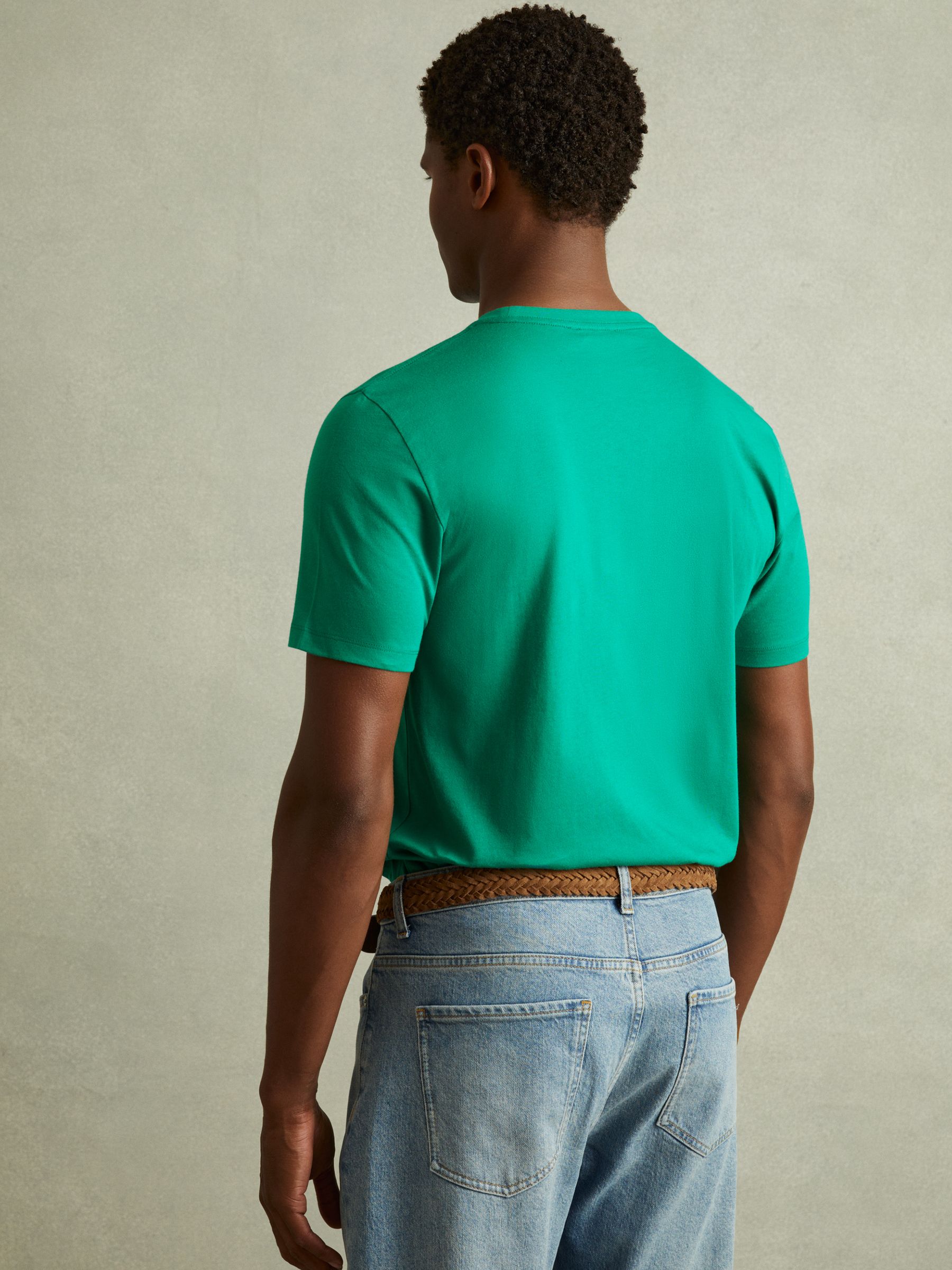 Cotton Crew Neck T-Shirt in Bright Green - Image 6 of 6