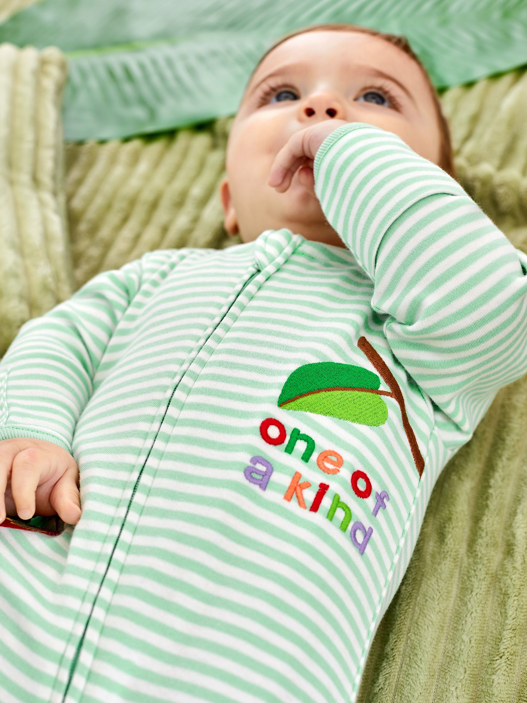Green The Very Hungry Caterpillar Appliqué Zip Cotton Baby Sleepsuit - Image 3 of 6