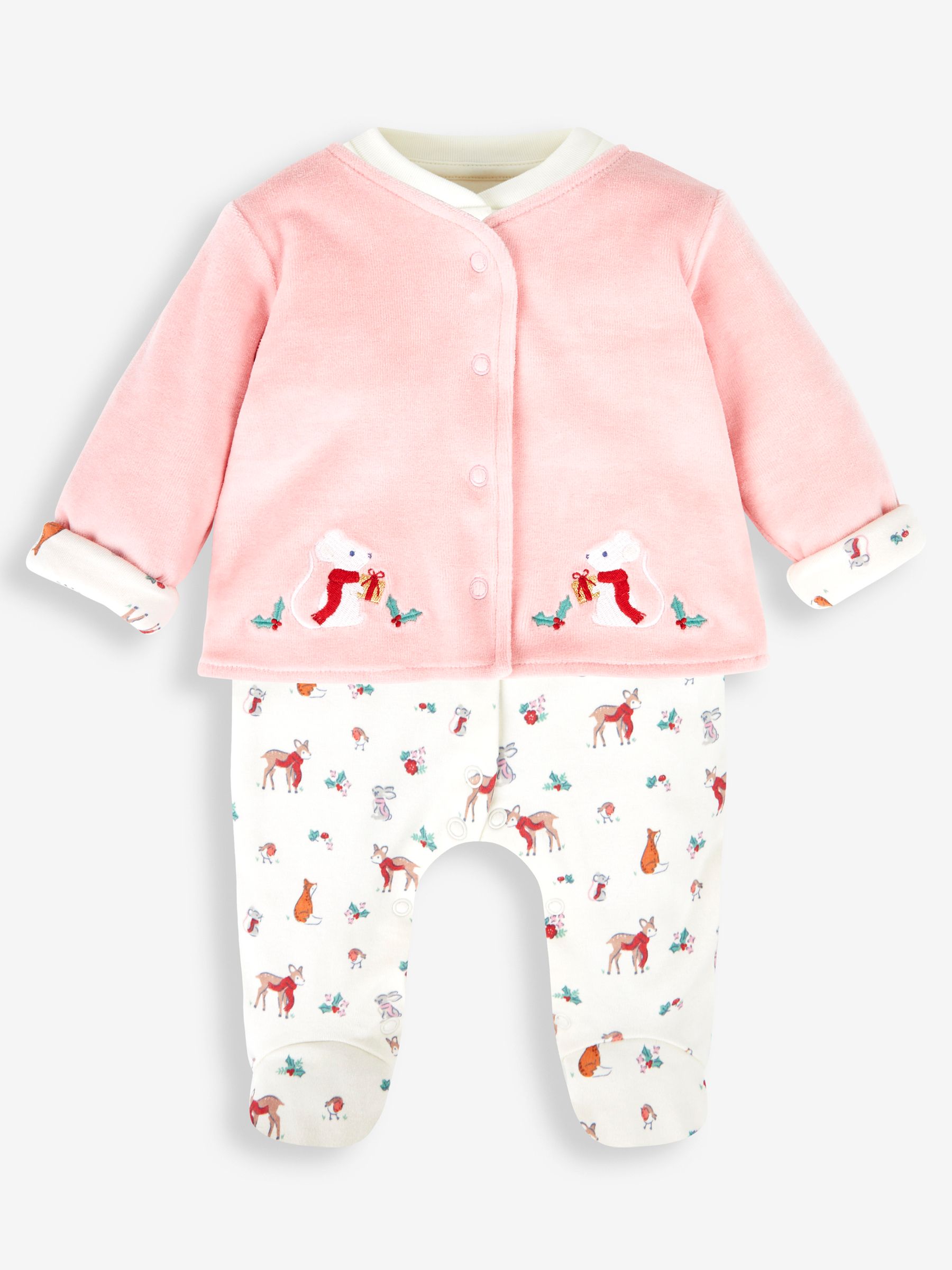 2-Piece Woodland Sleepsuit & Velour Jacket Set in Woodland - Image 3 of 8
