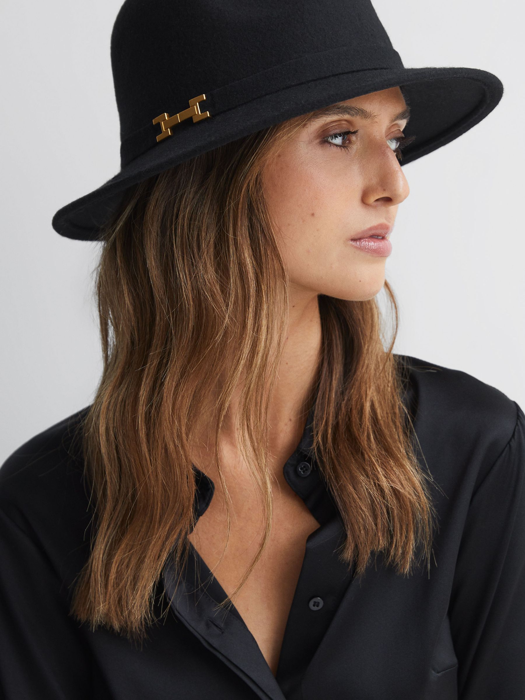 Wool Fedora Hat in Black - Image 2 of 4