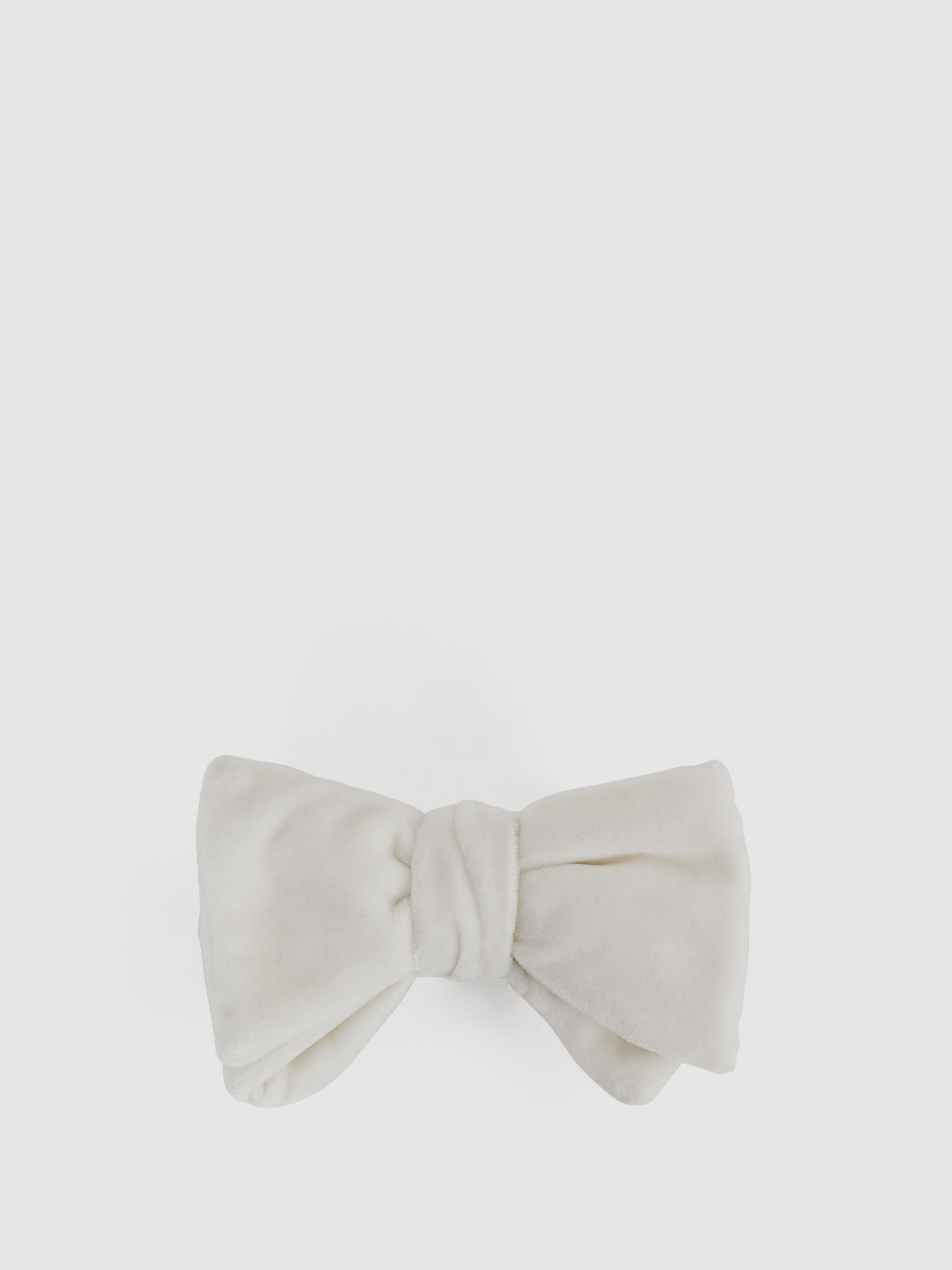 Velvet Bow Tie in Ivory - Image 1 of 4