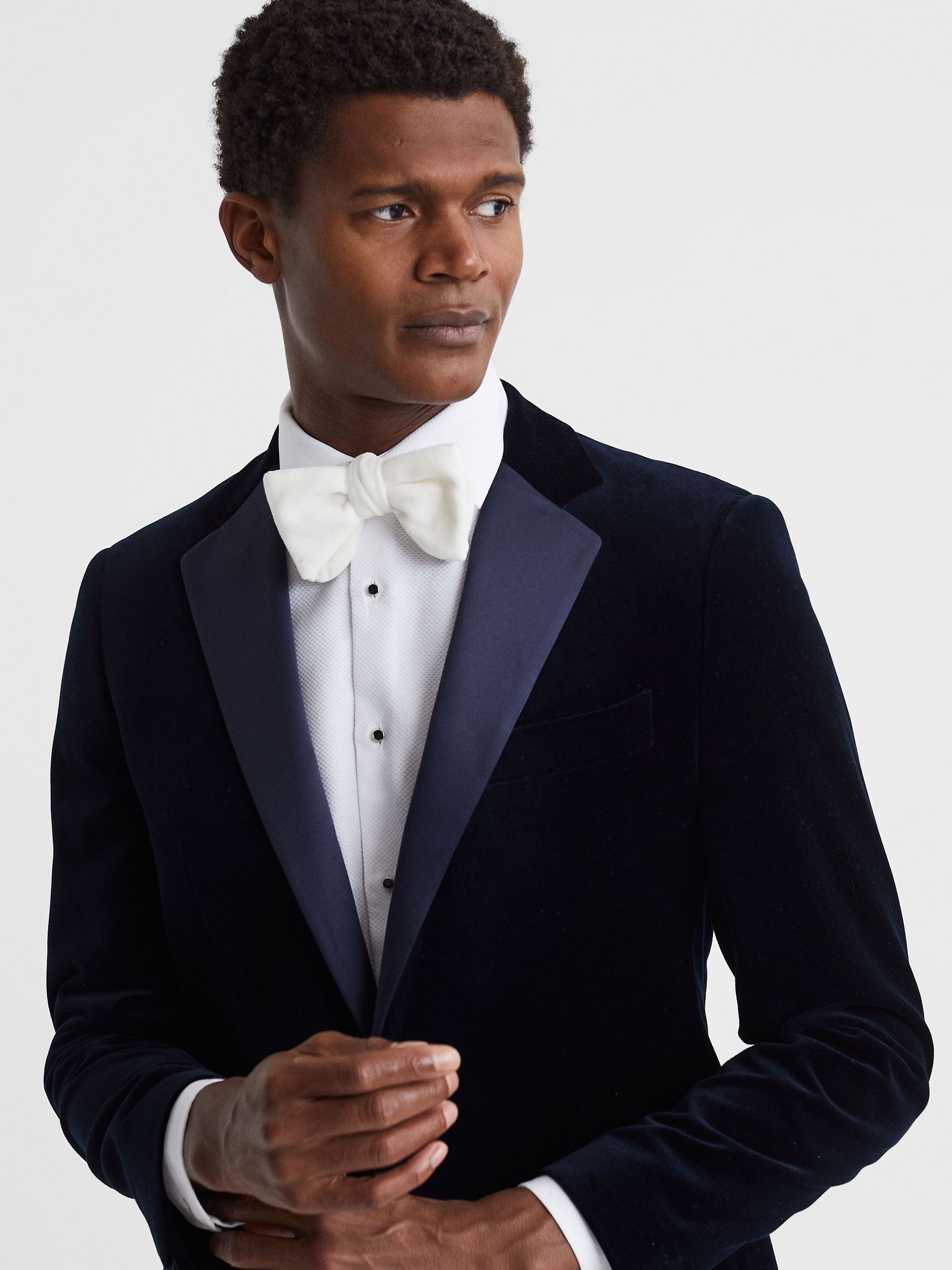 Velvet Bow Tie in Ivory - Image 2 of 4