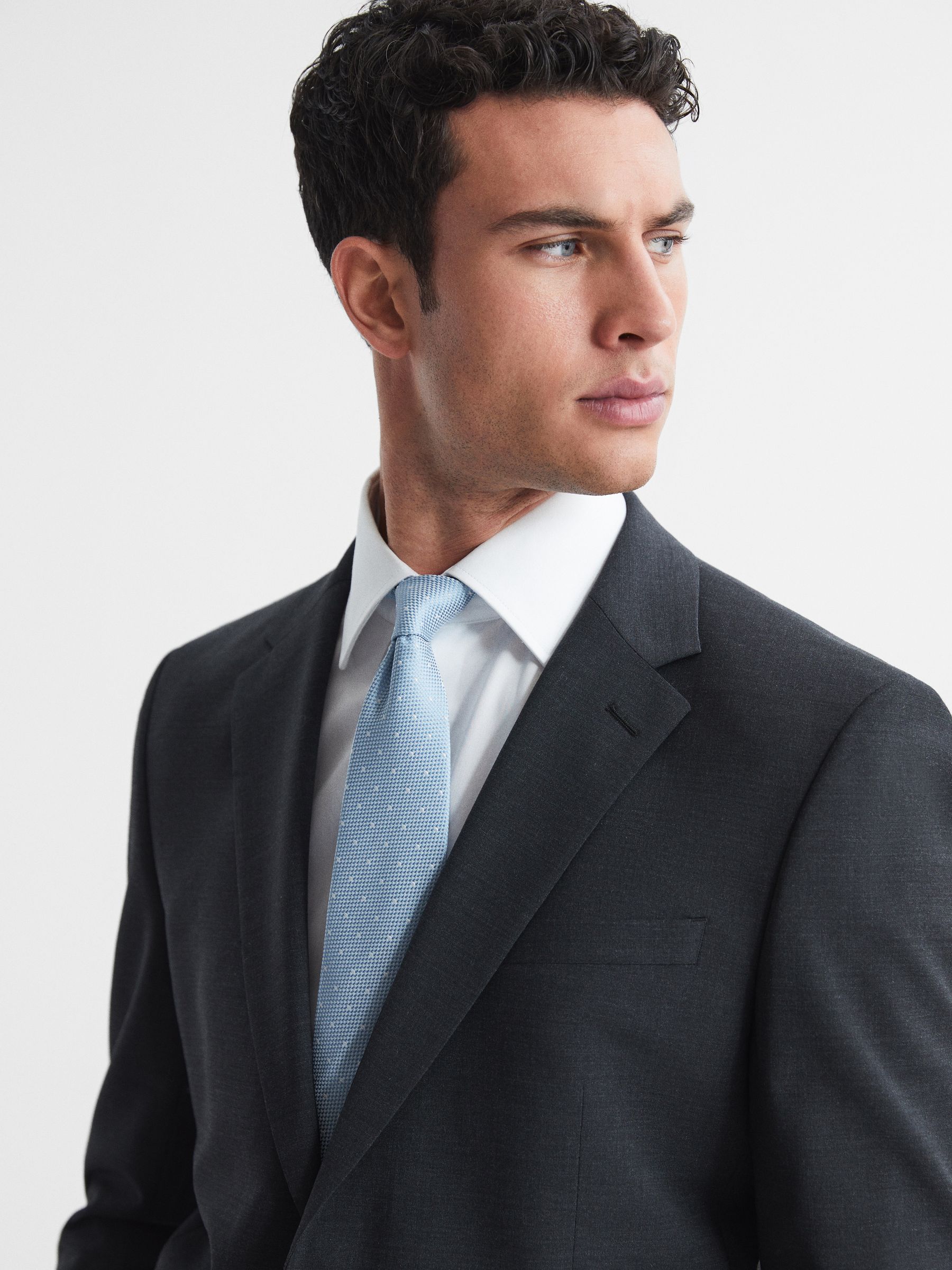 Silk Polka Dot Tie in Soft Blue - Image 2 of 5