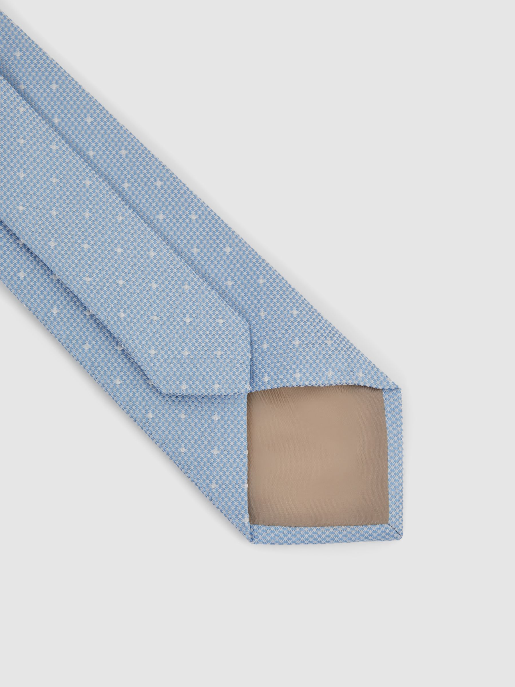 Silk Polka Dot Tie in Soft Blue - Image 4 of 5