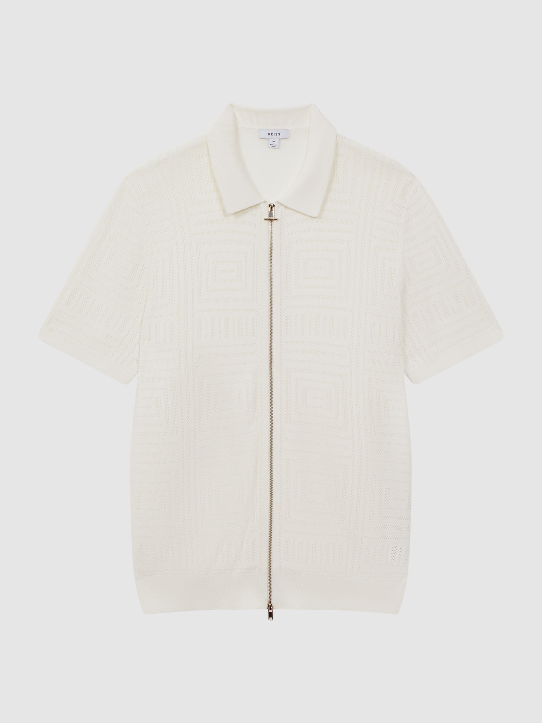 Knitted Dual Zip T-Shirt in Ecru - Image 2 of 5 Knitted Dual Zip T-Shirt in Ecru - Image 2 of 5