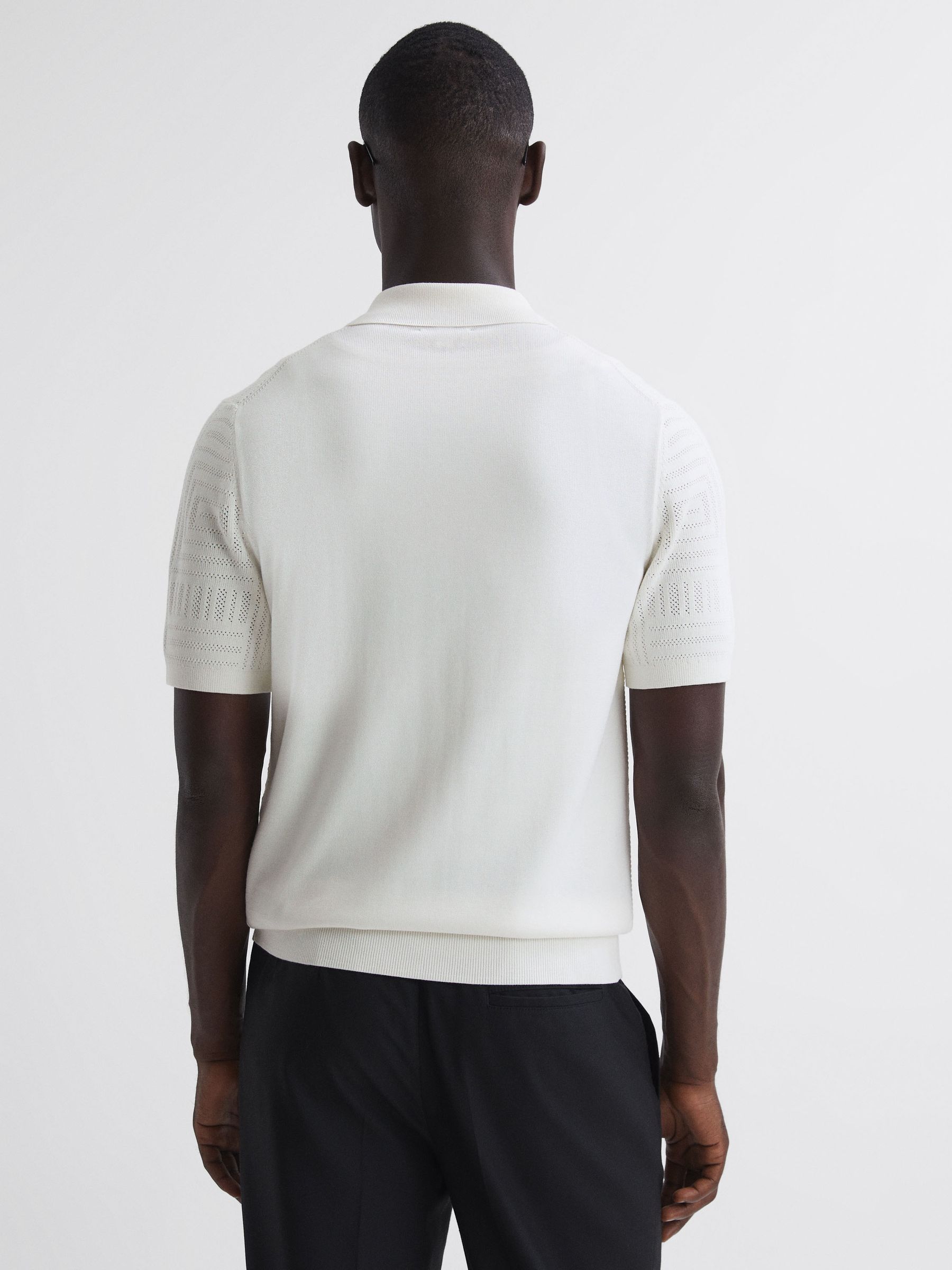 Knitted Dual Zip T-Shirt in Ecru - Image 5 of 5