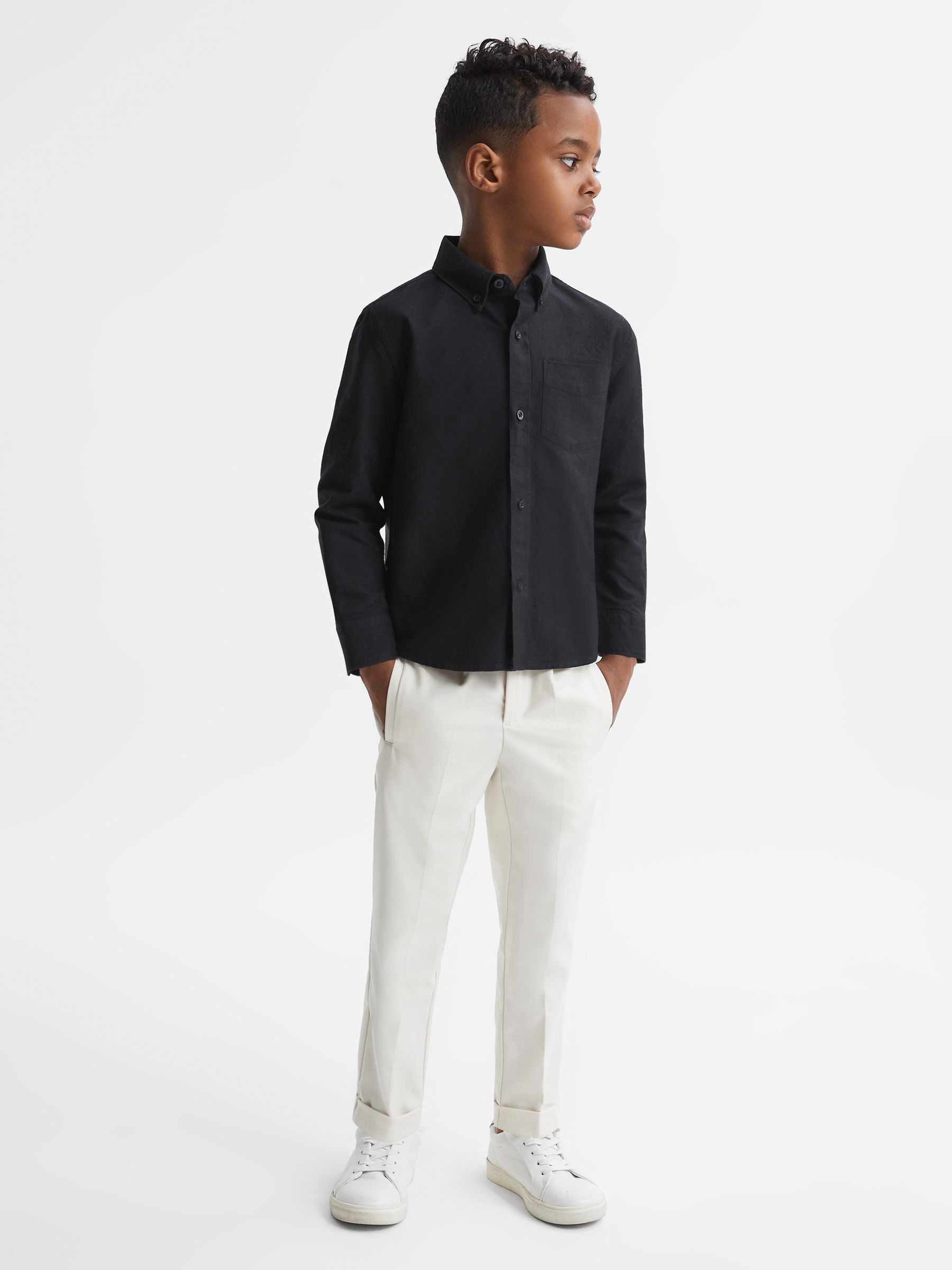 3-9 yrs Button Down Oxford Shirt in Black - Image 1 of 6