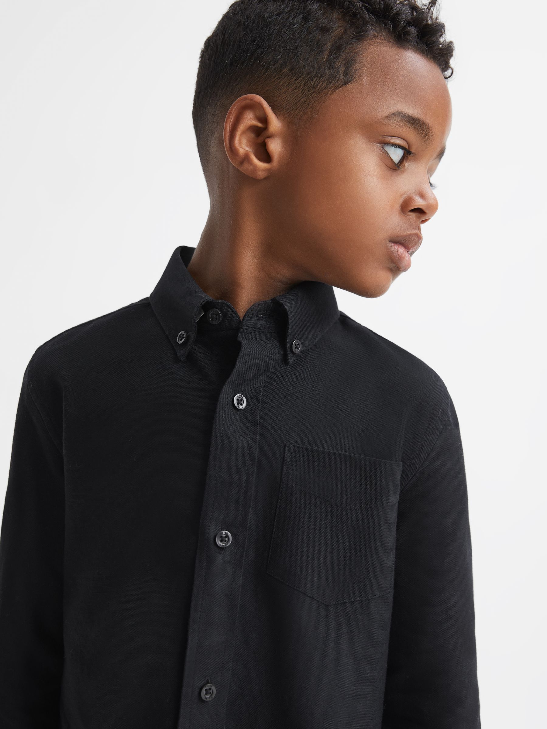3-9 yrs Button Down Oxford Shirt in Black - Image 4 of 6