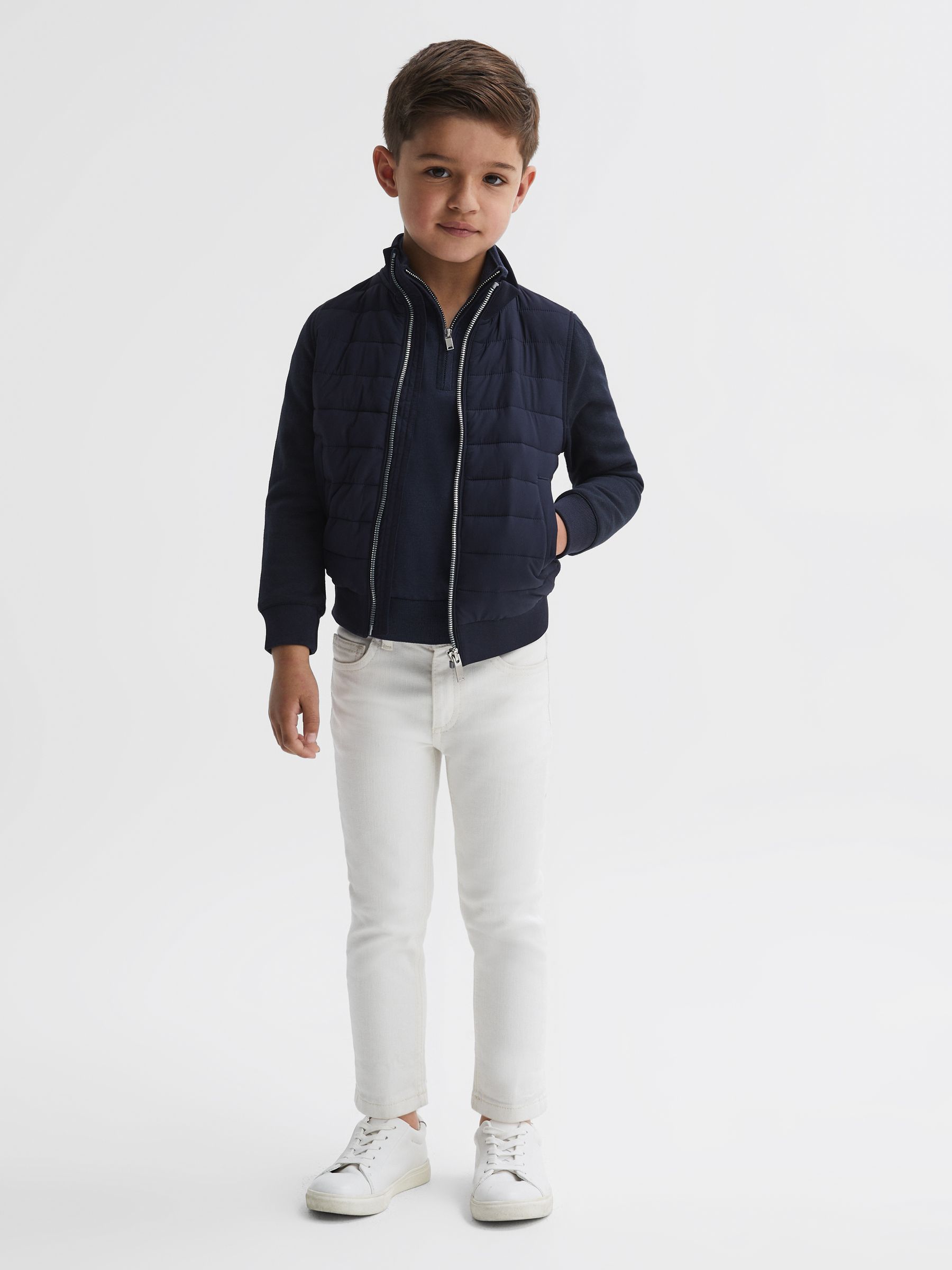Junior Merino Wool Zip-Neck Jumper in Eclipse Blue - Image 4 of 6