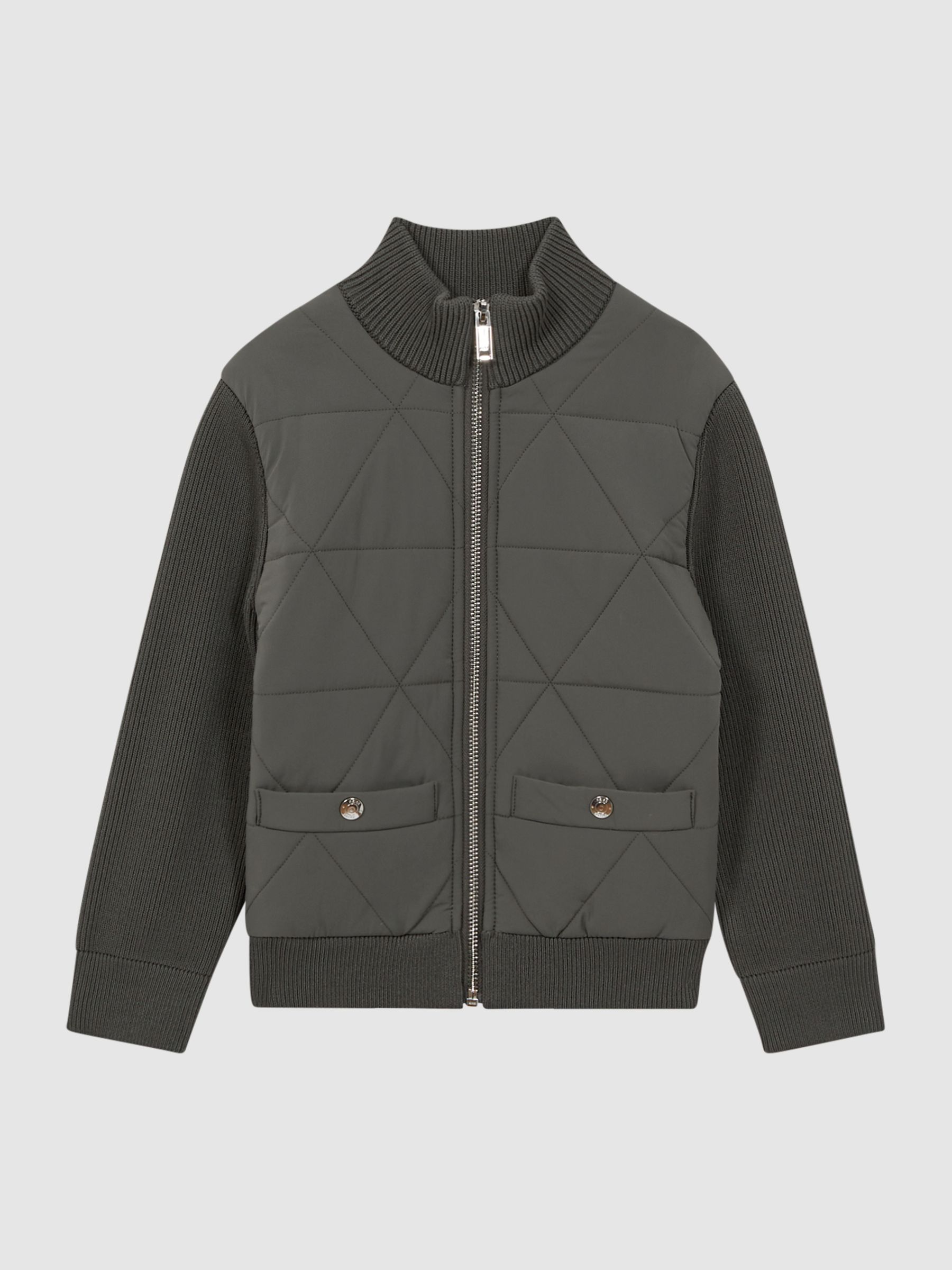 Senior Hybrid Zip-Through Quilted jacket in Forest Green - Image 2 of 6
