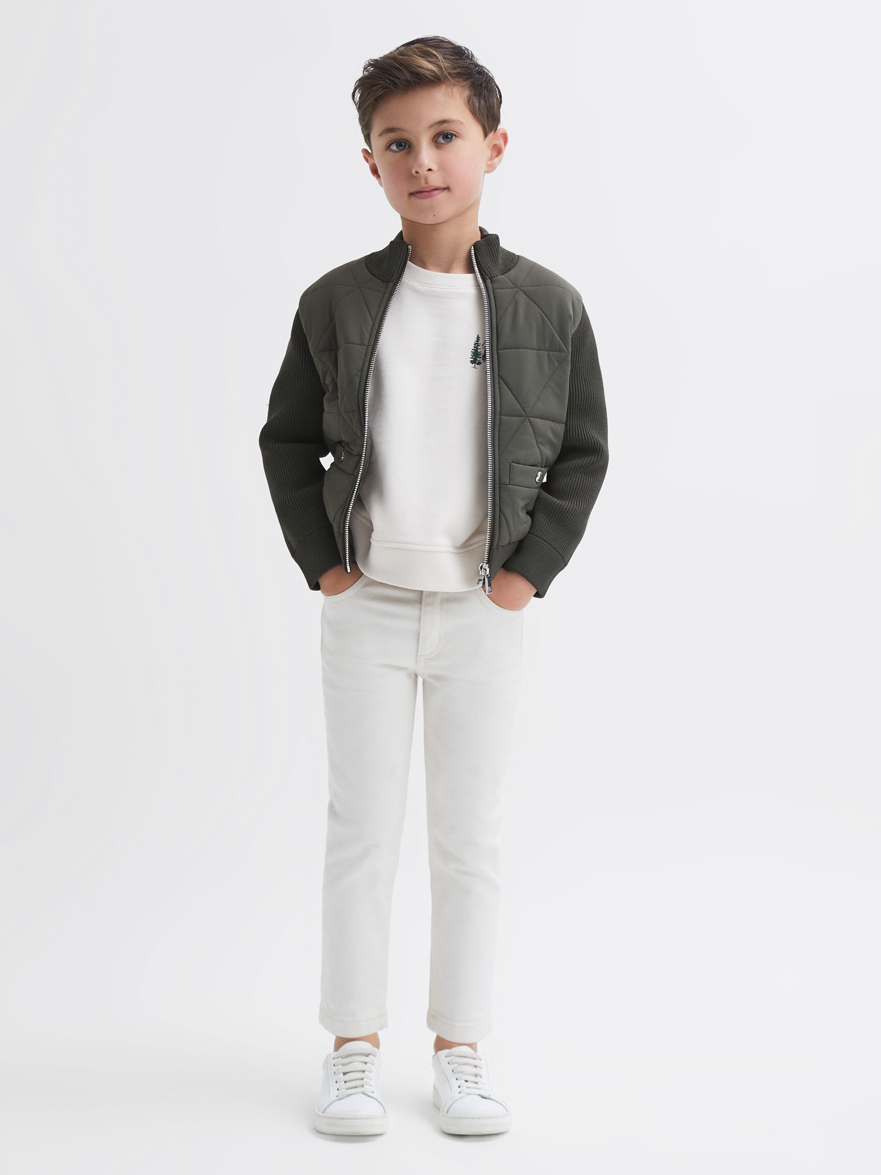 Senior Hybrid Zip-Through Quilted jacket in Forest Green - Image 3 of 6