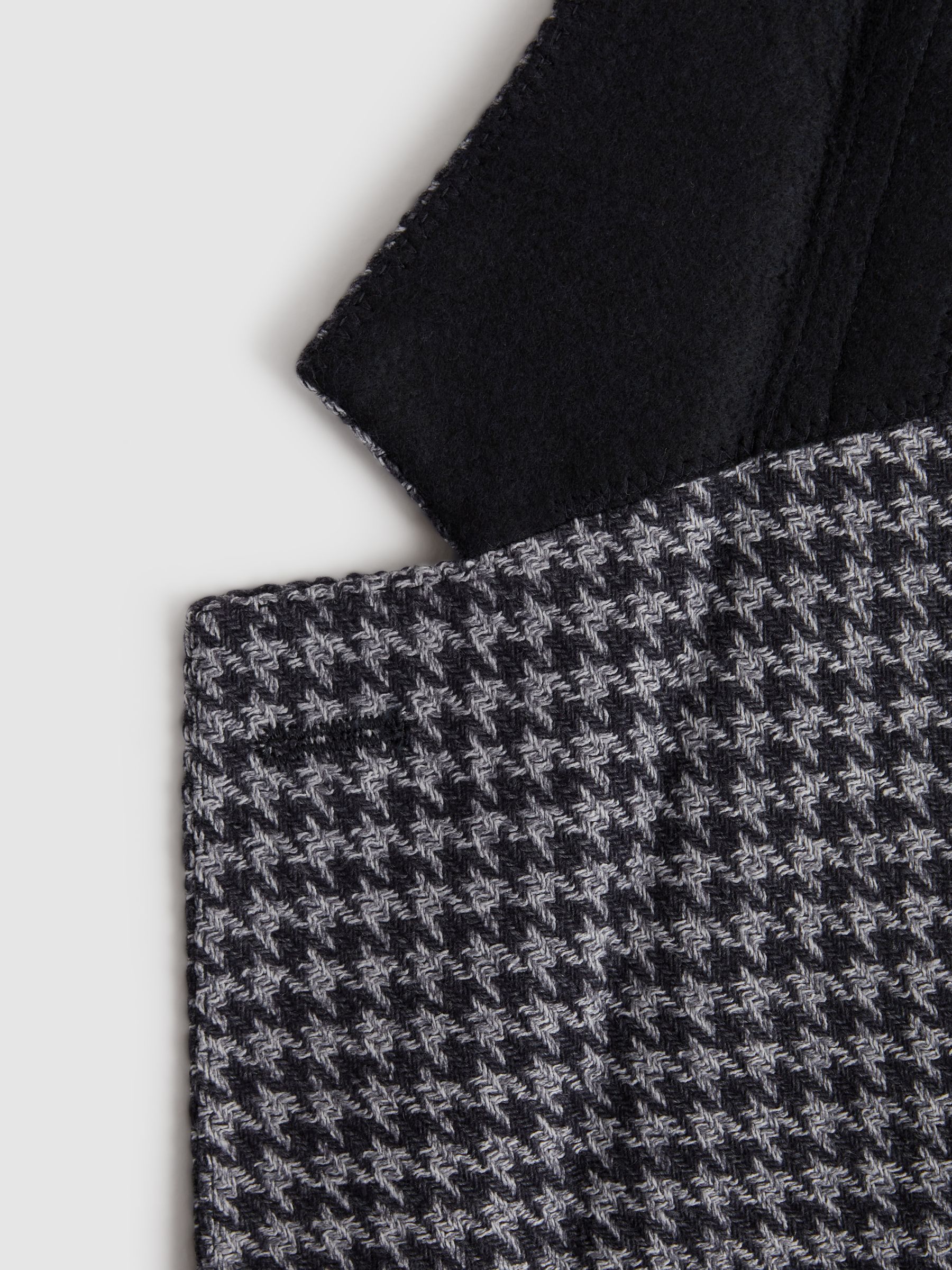 Slim Fit Wool Blend Dogtooth Blazer in Navy - Image 6 of 6