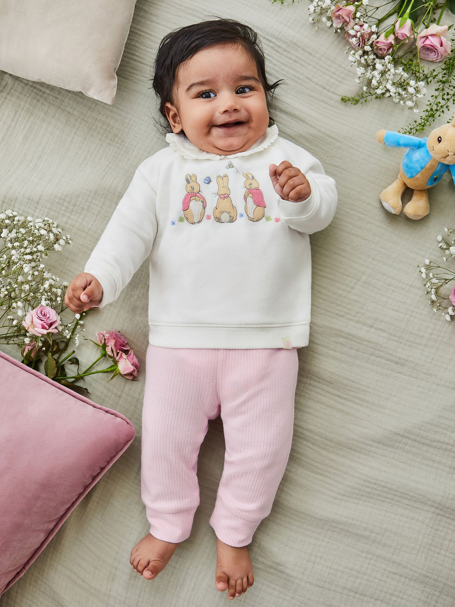 Peter Rabbit Appliqué Sweatshirt & Rib Leggings Set in Pink - Image 1 of 7