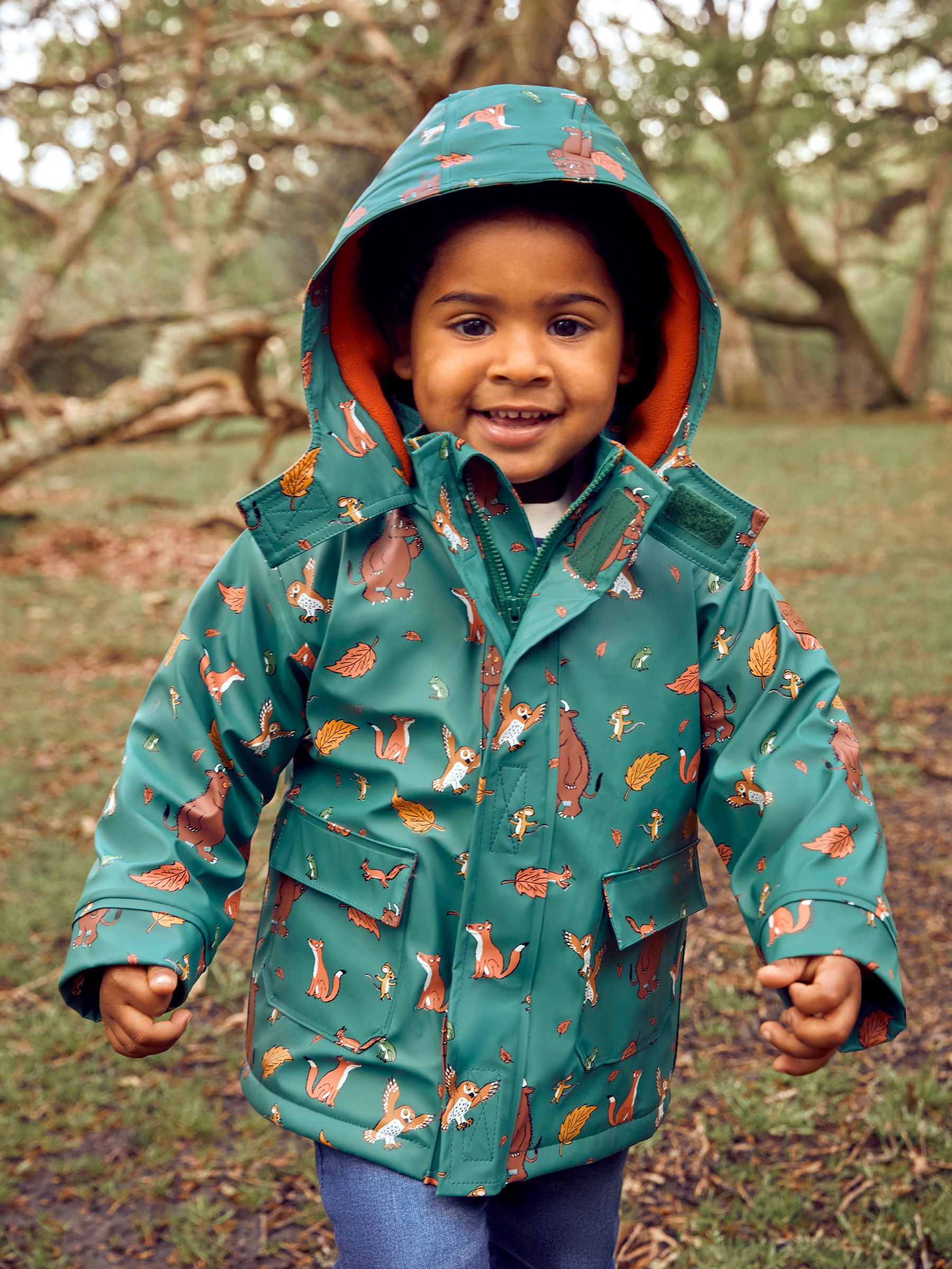 The Gruffalo Print Cosy Fisherman Jacket in Khaki JoJo Maman Bébé